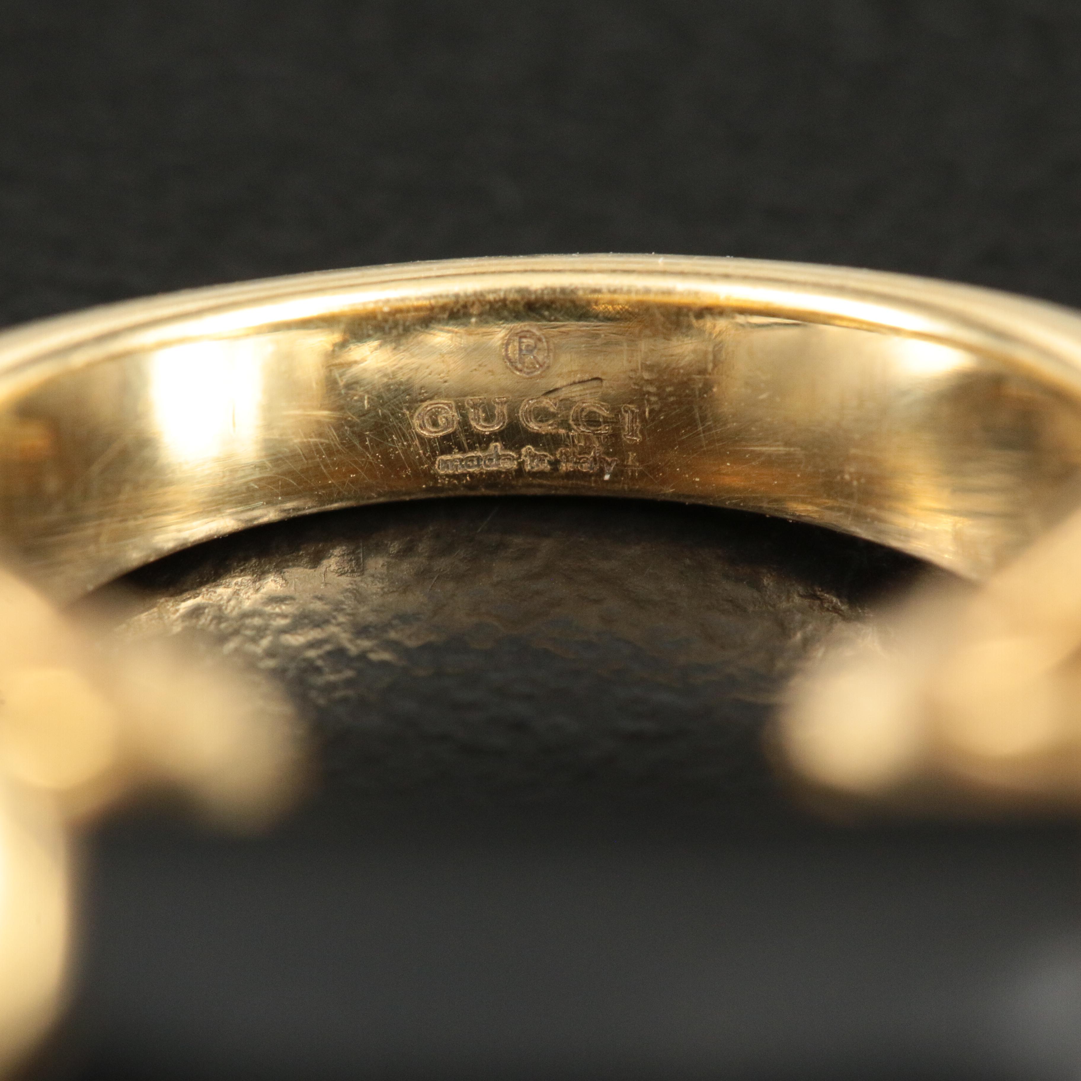 Gucci 18K and Black Onyx Horsebit Ring