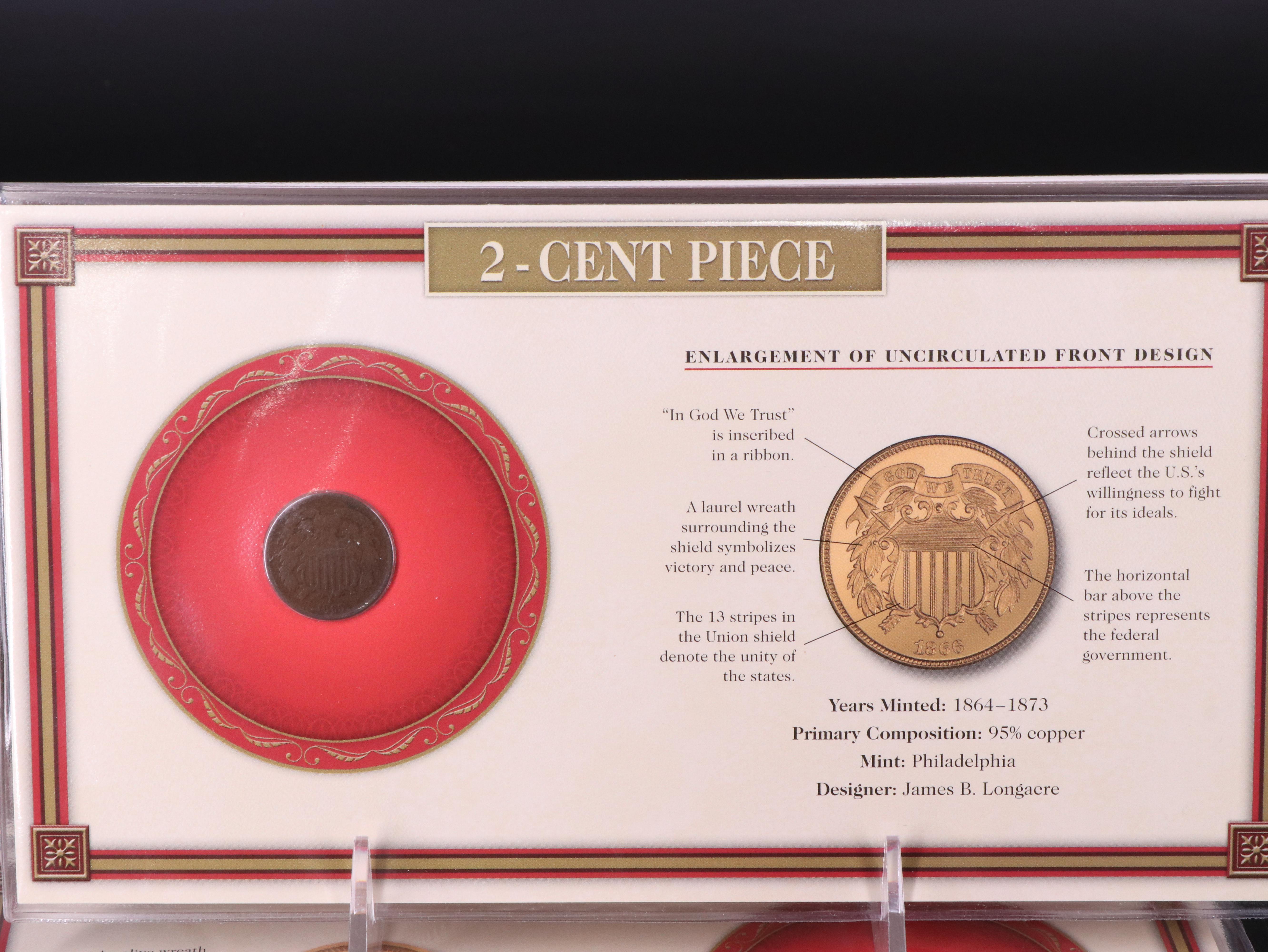 19th Century Type Set With Fifteen Different Copper and Silver Coins