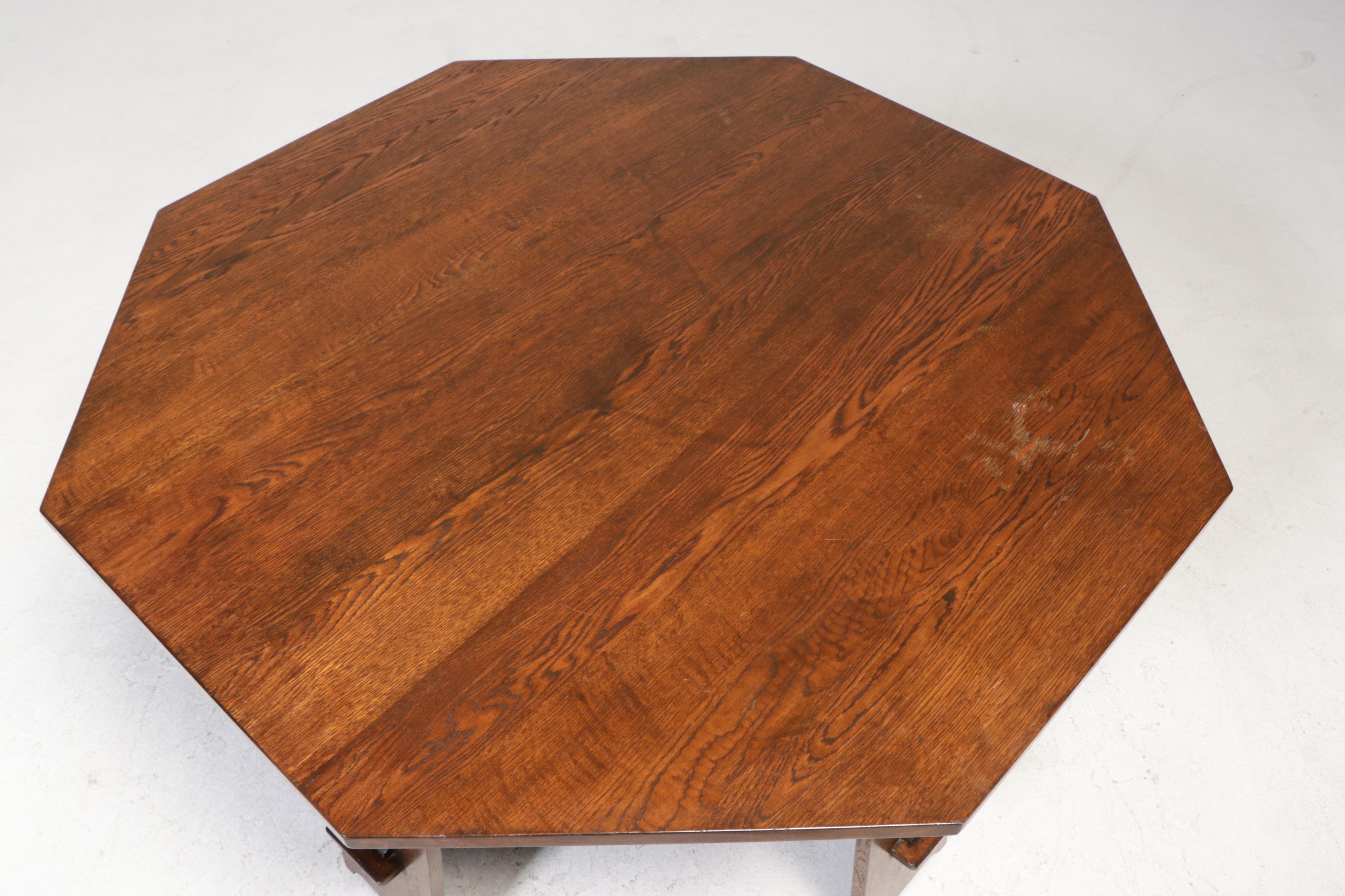 Arts and Crafts Style Oak Octagonal Library Table, Manner of Limbert's "No. 120"