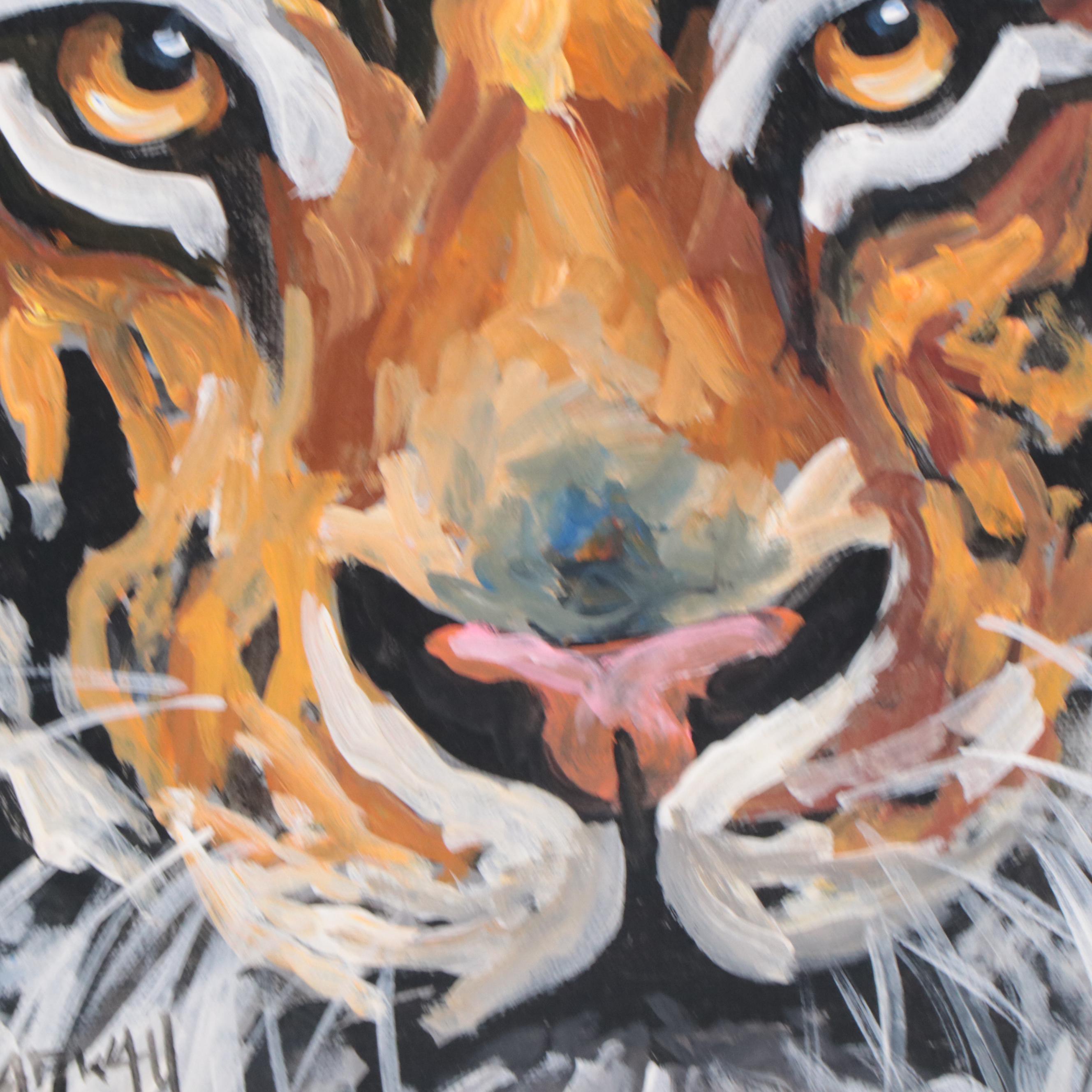 Marc Broadway Tiger Portrait Acrylic Painting