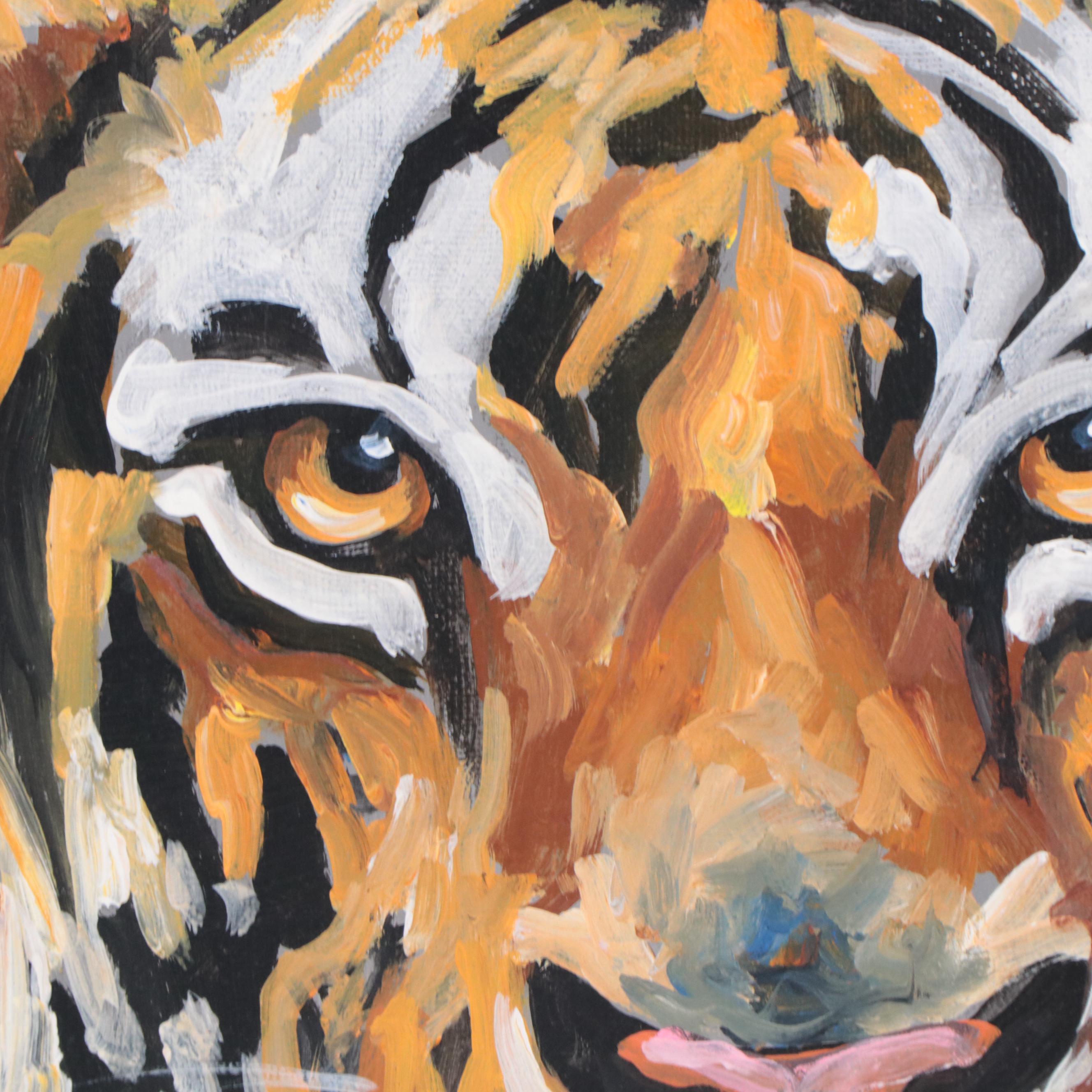 Marc Broadway Tiger Portrait Acrylic Painting
