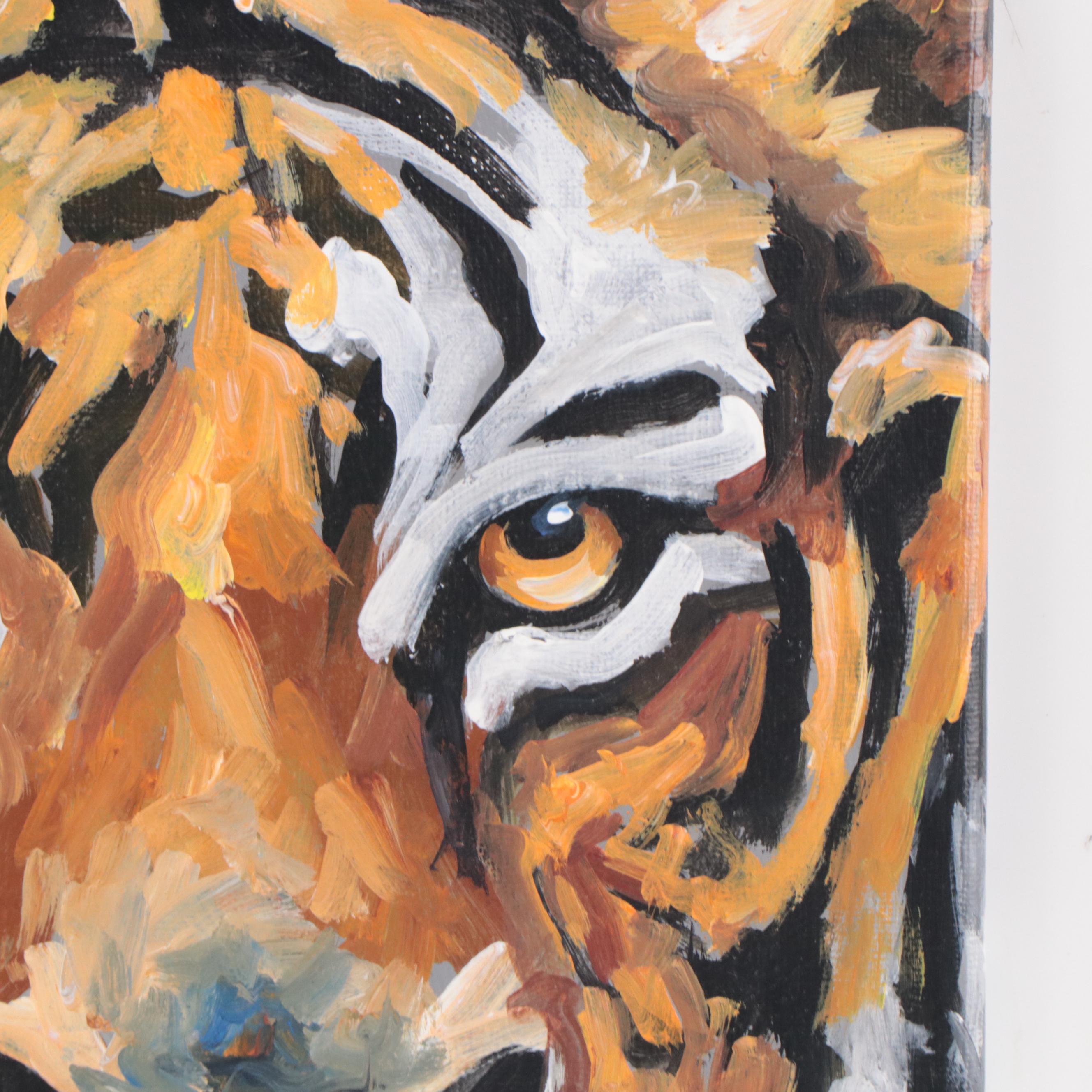 Marc Broadway Tiger Portrait Acrylic Painting