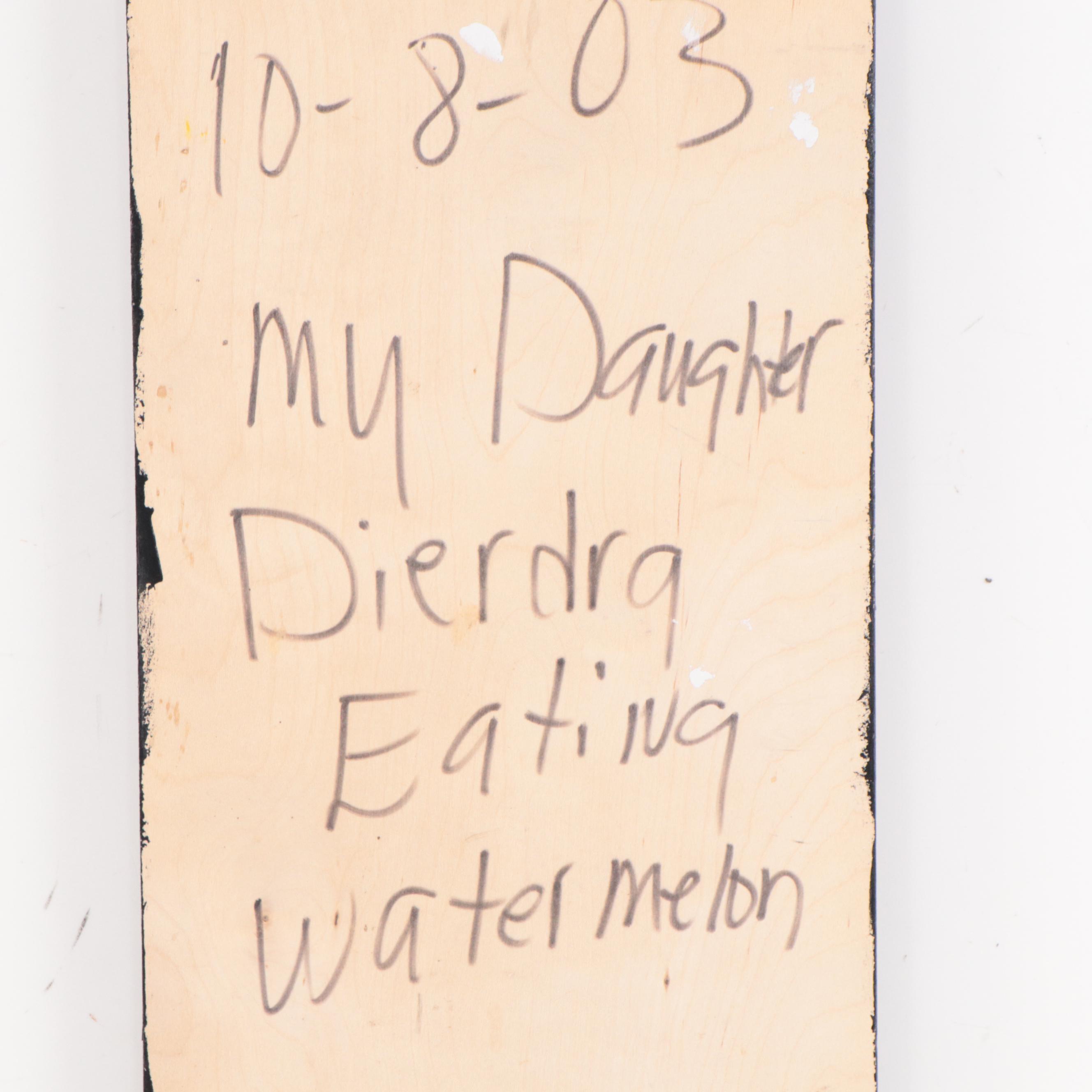 Annie Tolliver Folk Acrylic Painting "My Daughter Dierdra Eating Watermelon"