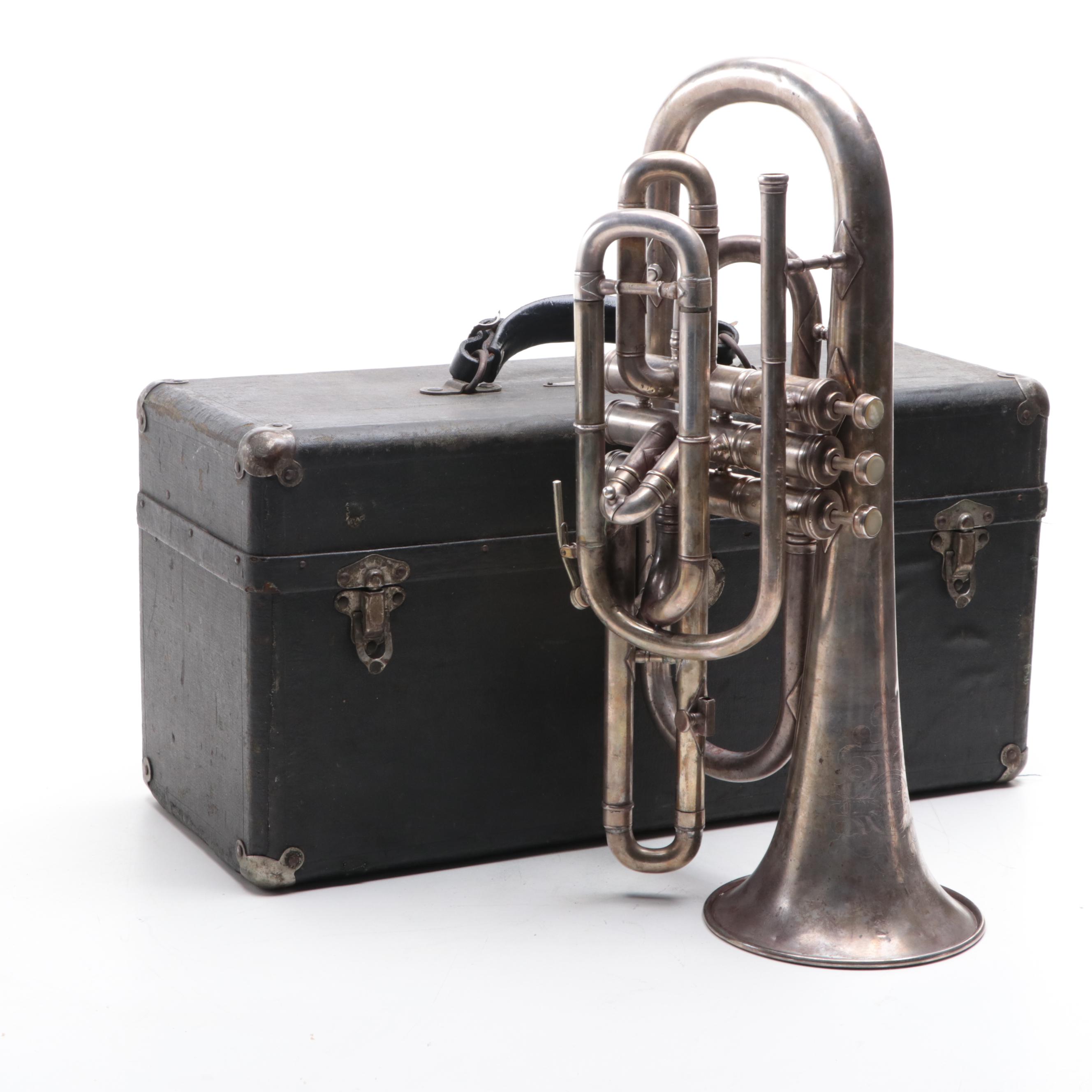 J. W. York & Sons Silver Plate Alto Flugelhorn, Early 20th Century