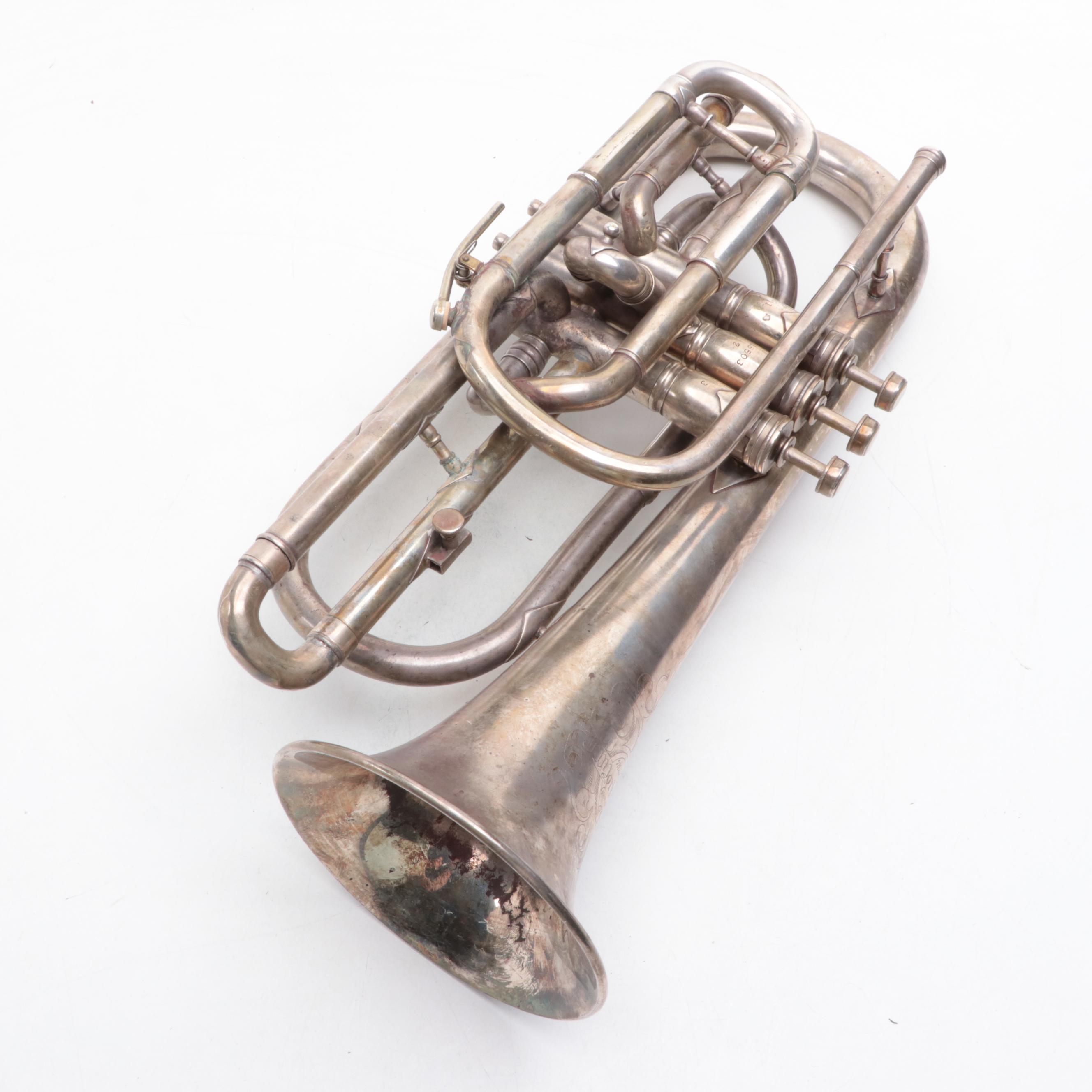 J. W. York & Sons Silver Plate Alto Flugelhorn, Early 20th Century