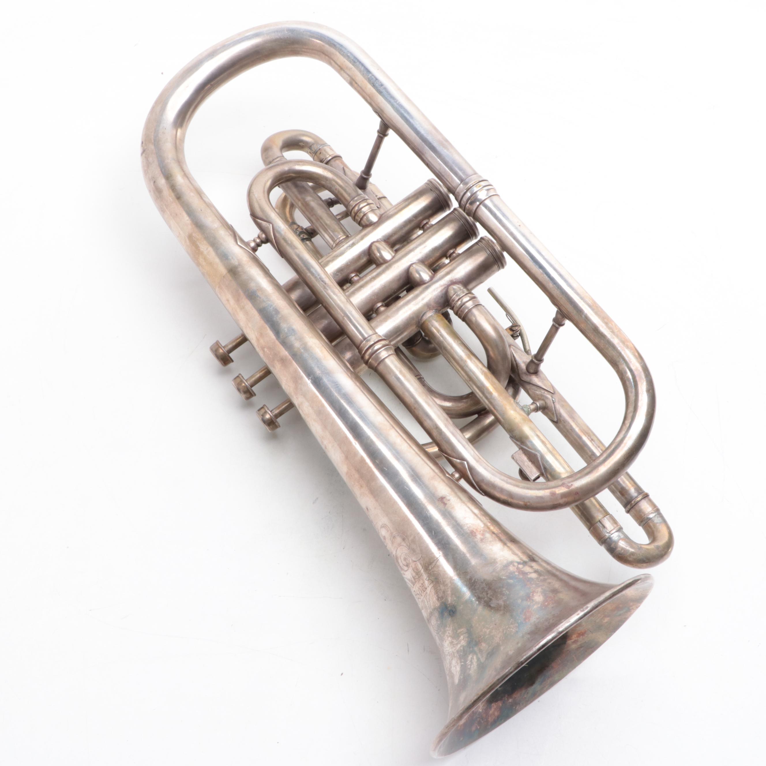 J. W. York & Sons Silver Plate Alto Flugelhorn, Early 20th Century