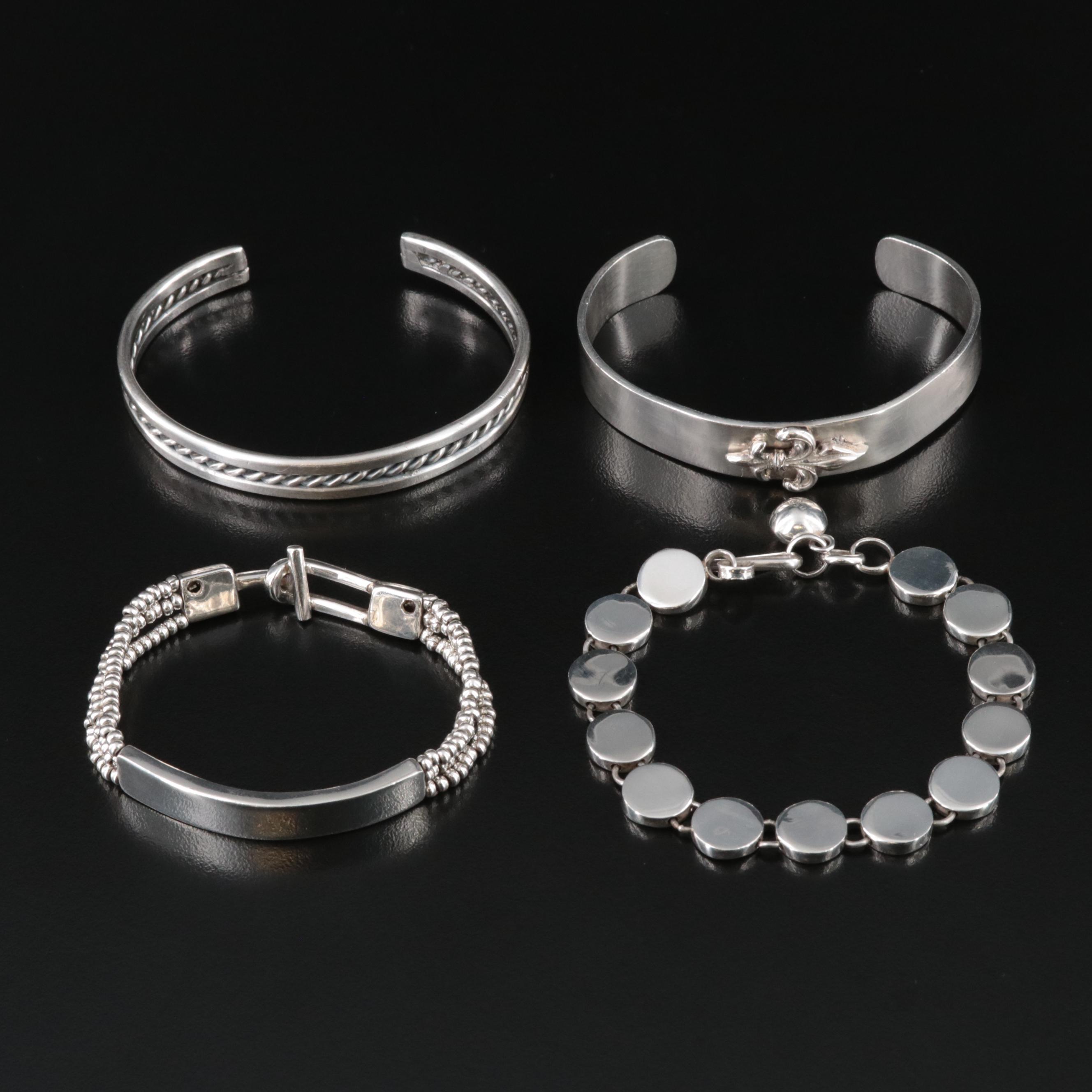Sterling Cuffs and 950 Silver Bracelets