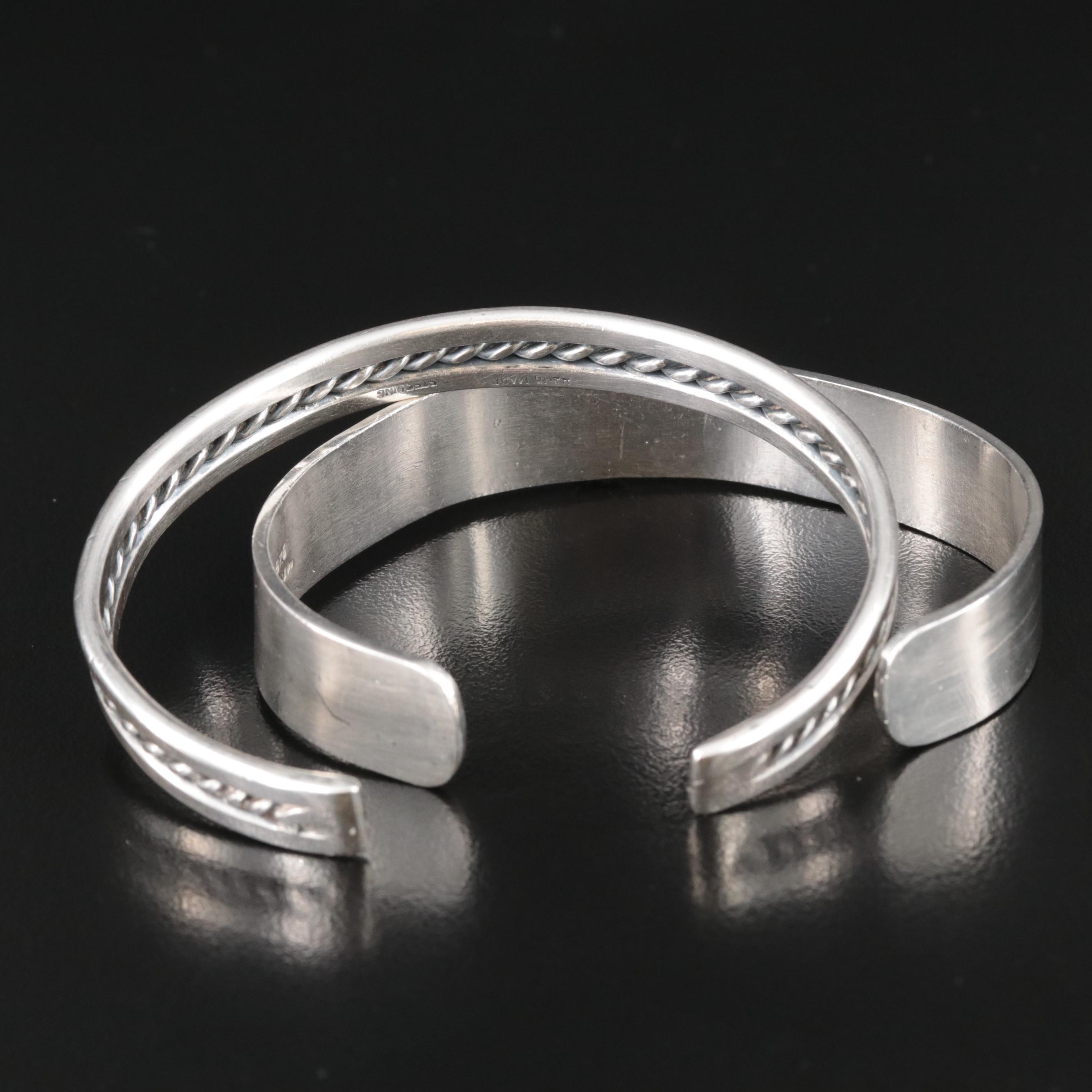 Sterling Cuffs and 950 Silver Bracelets