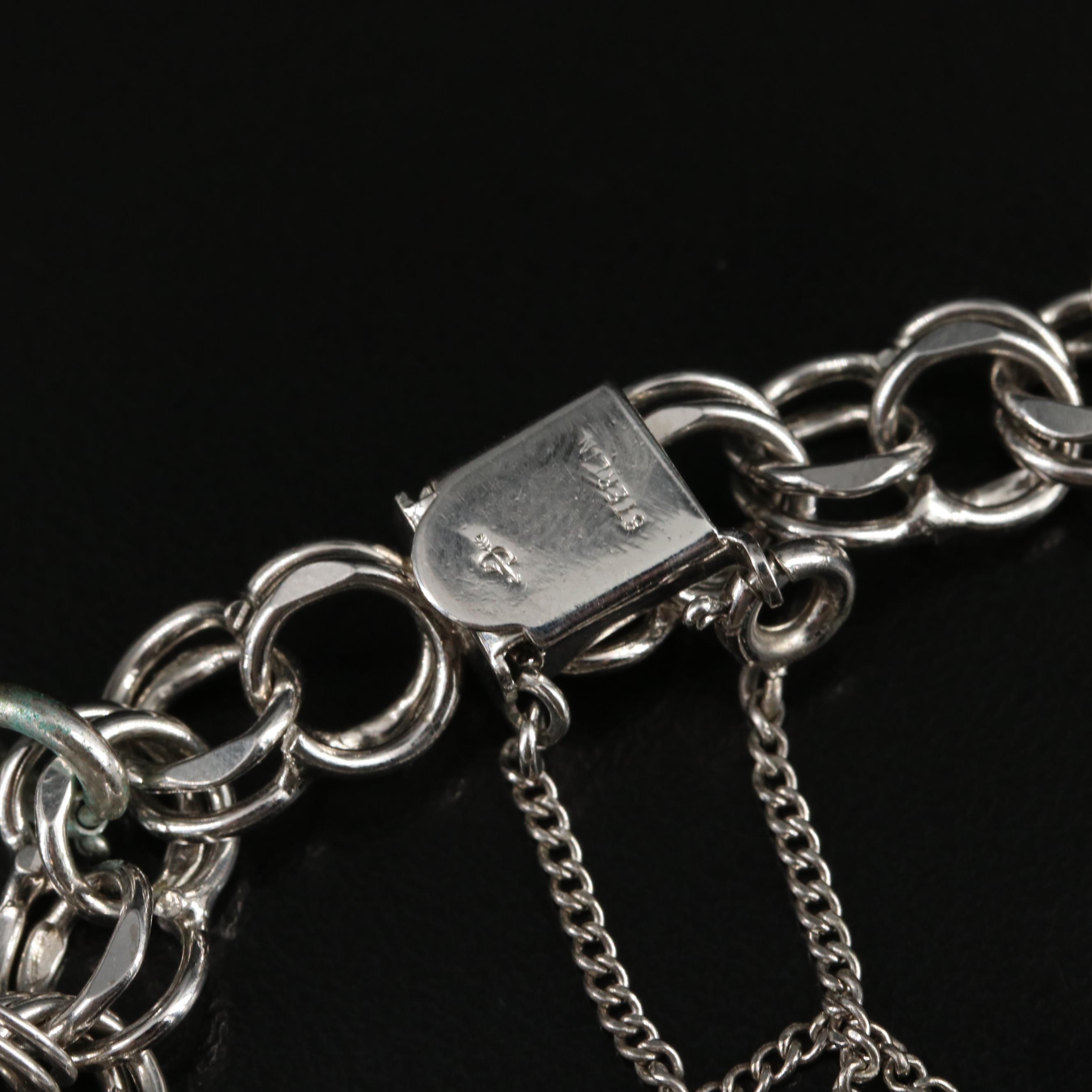 Sterling Bracelets Including Enamel, Mother-of-Pearl and Charms