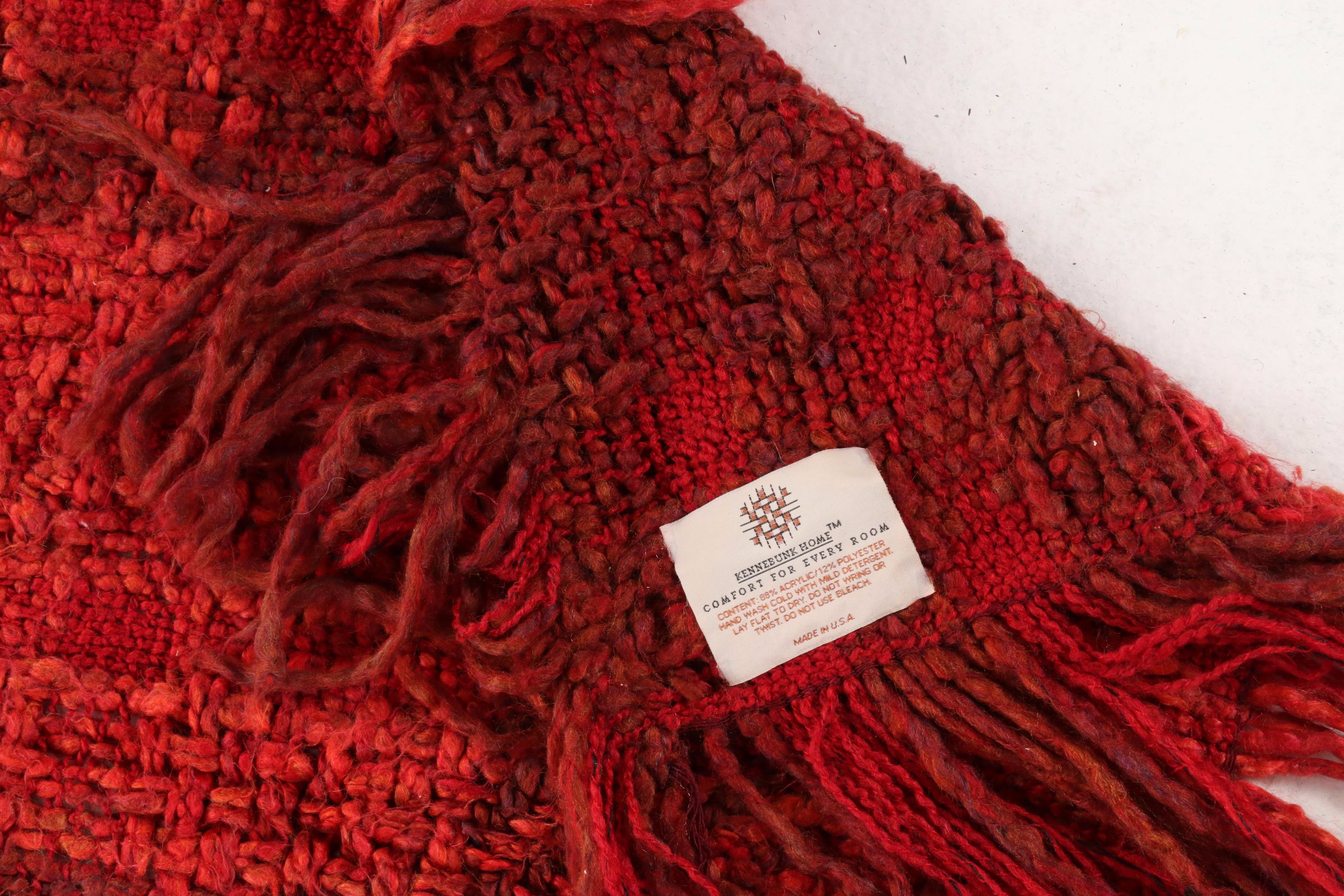 Kennebunk Home Red Plaid Throw Blanket and Ivory Wool Blanket