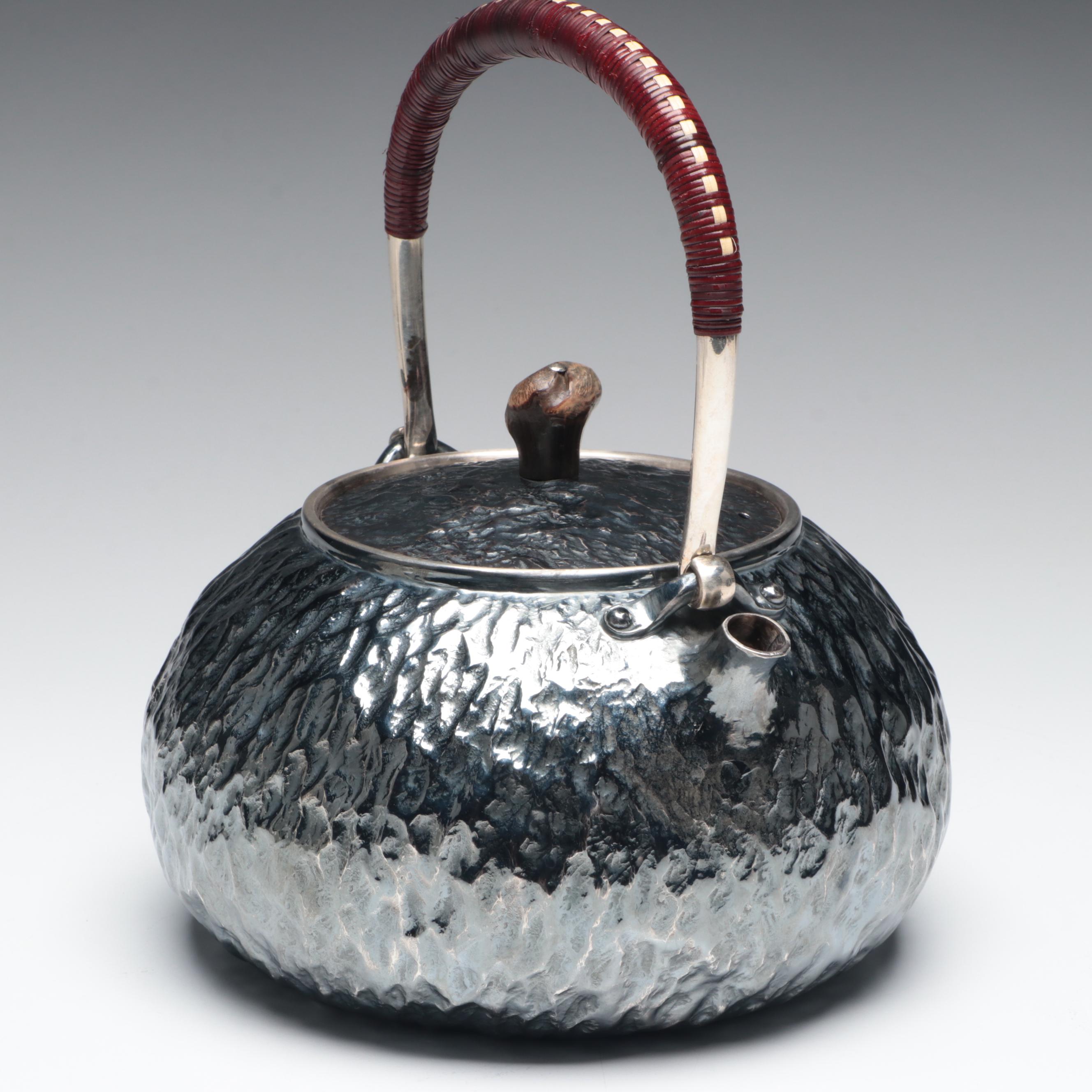 Japanese 999 Silver Teapot with Wrapped Handle