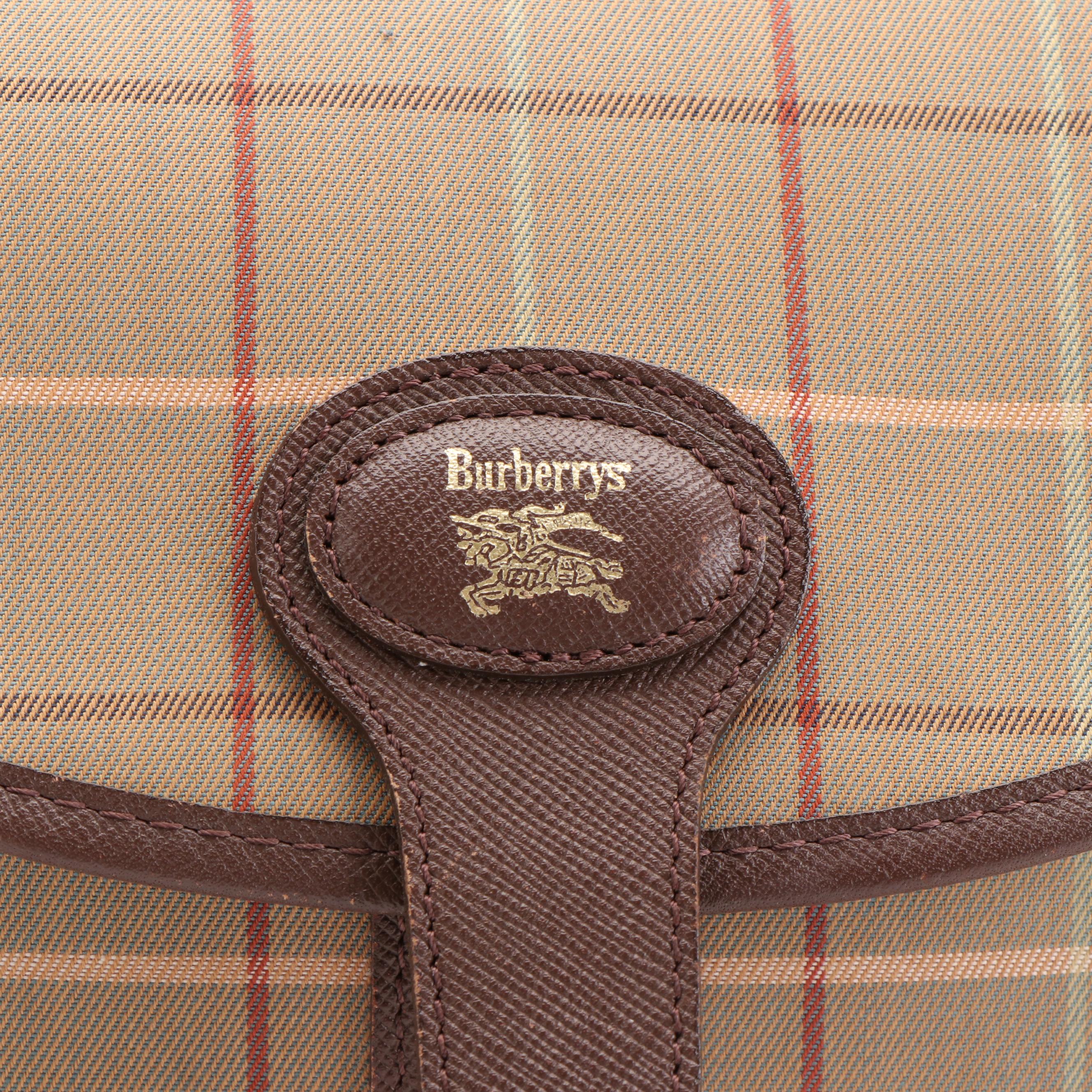 Burberry Nova Check Canvas Crossbody with Leather Trim Bag