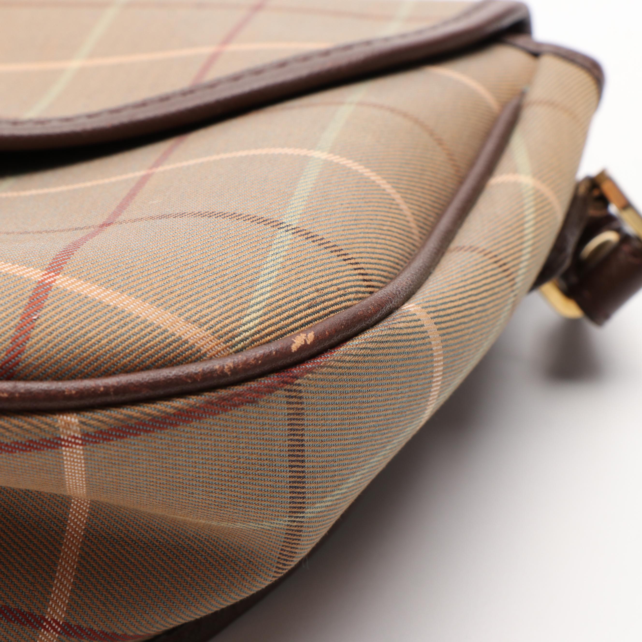 Burberry Nova Check Canvas Crossbody with Leather Trim Bag