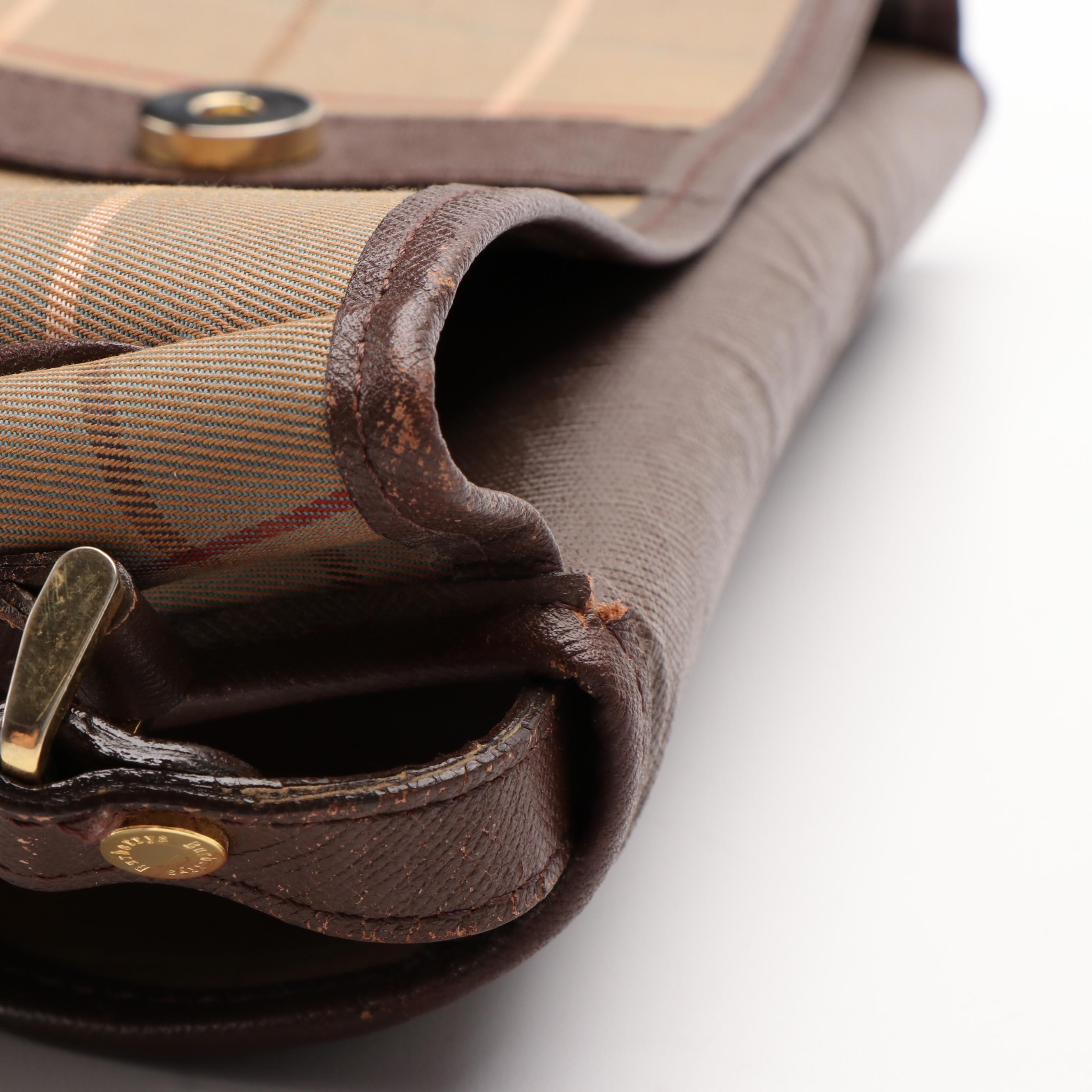 Burberry Nova Check Canvas Crossbody with Leather Trim Bag