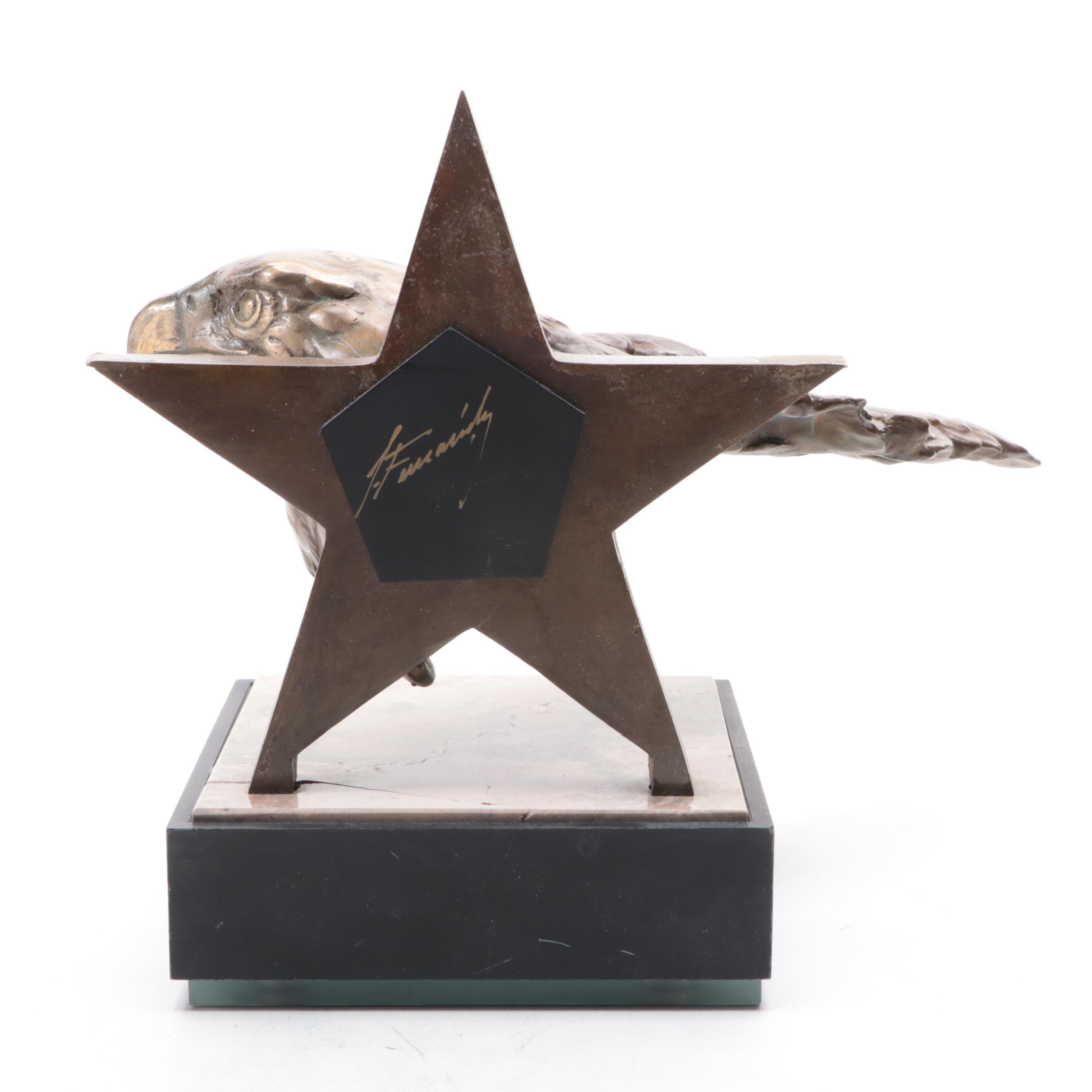Mario Fernandez Bronze Eagle and Star Sculpture