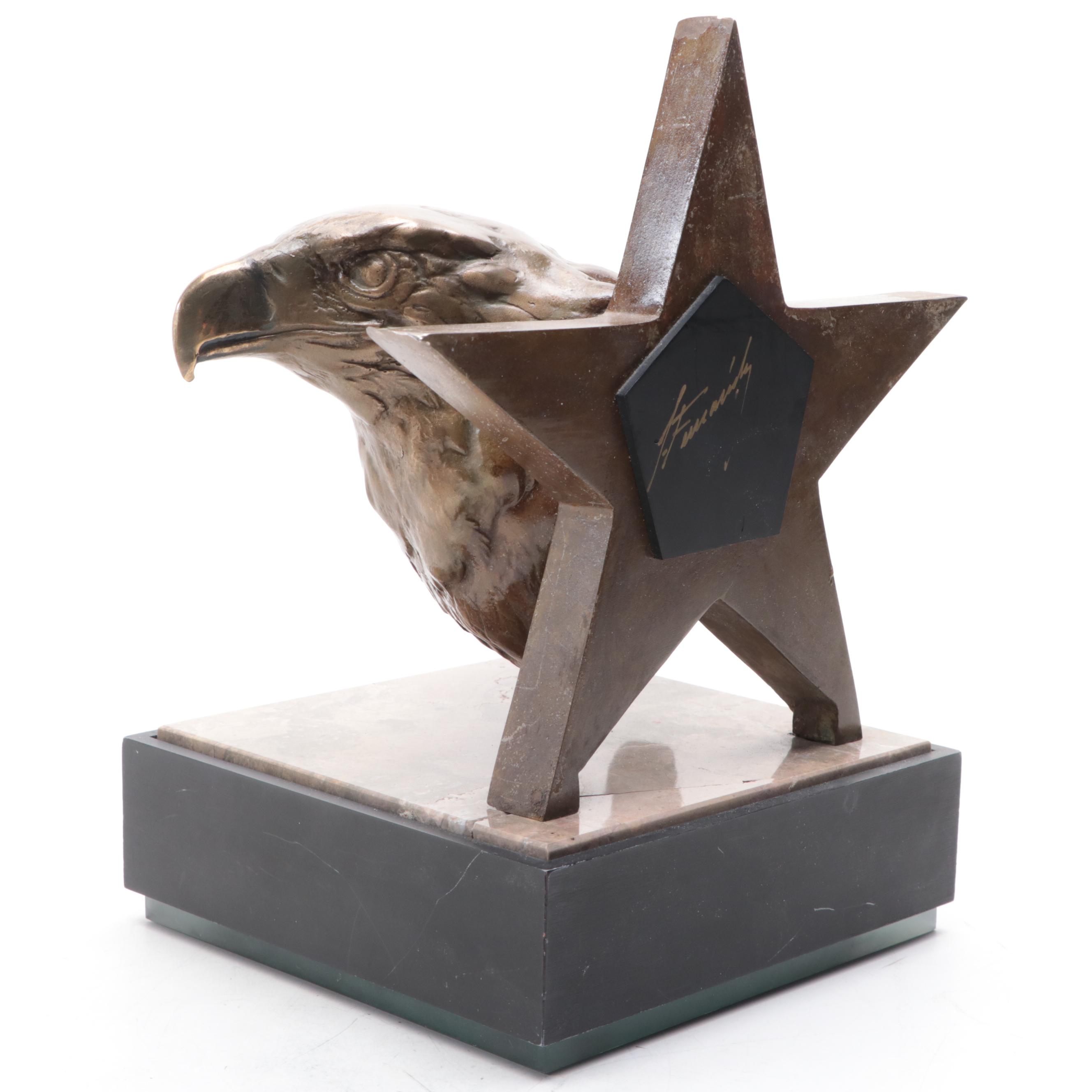 Mario Fernandez Bronze Eagle and Star Sculpture