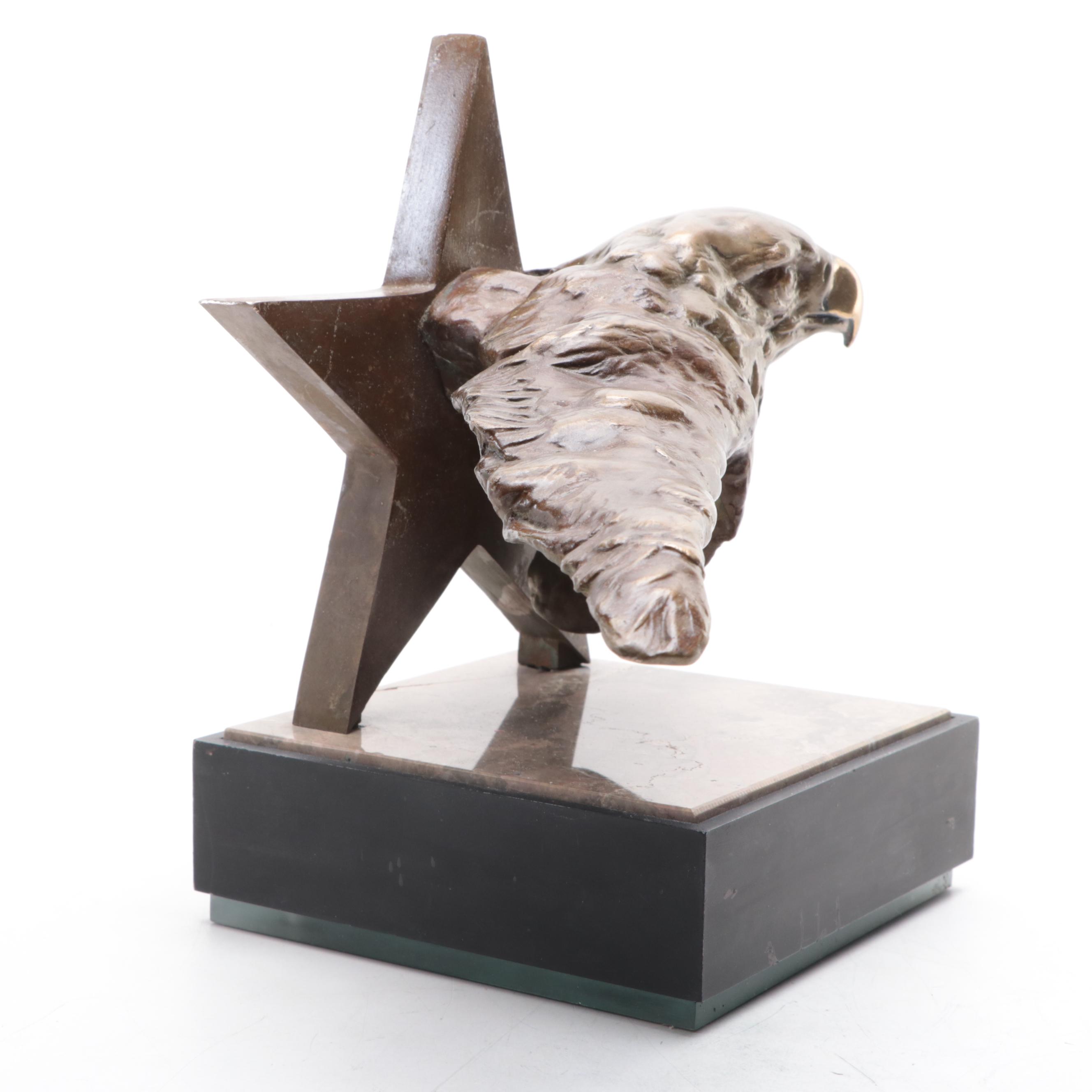 Mario Fernandez Bronze Eagle and Star Sculpture