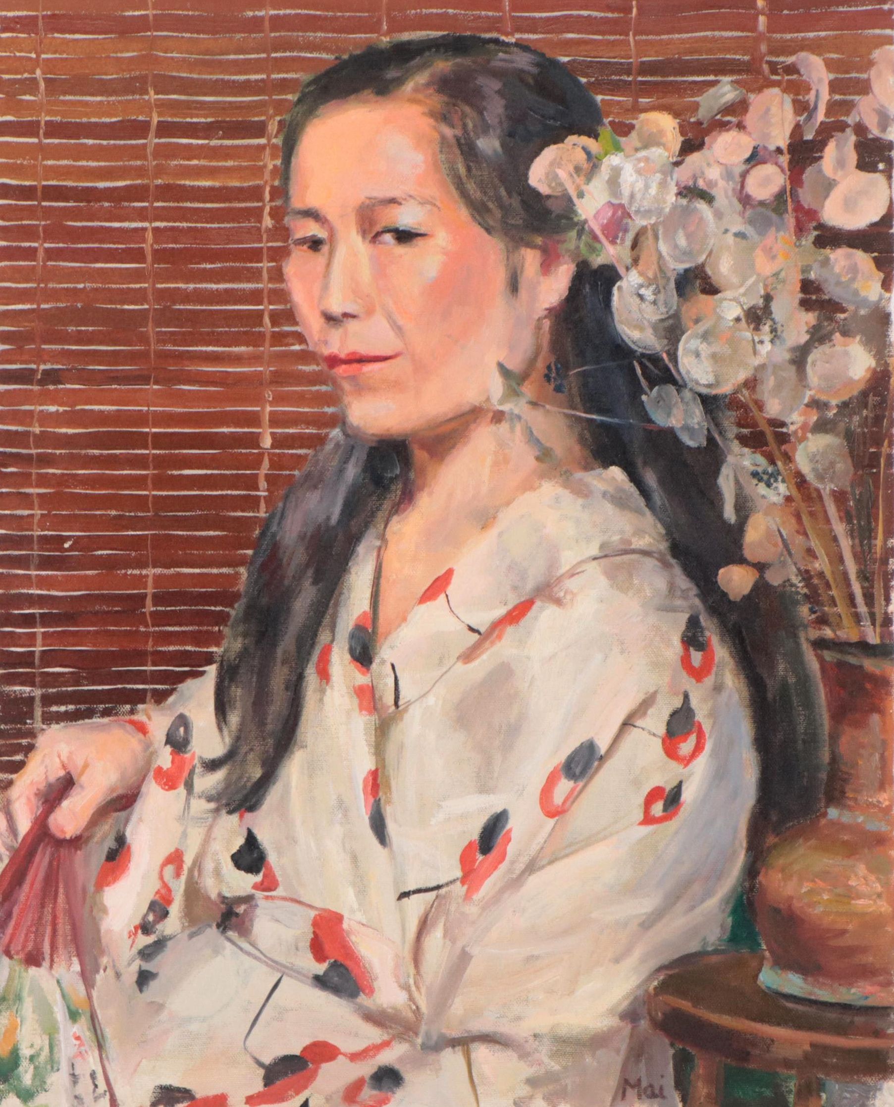 Mai Hoffer Oil Portrait of a Woman, Mid - Late 20th Century