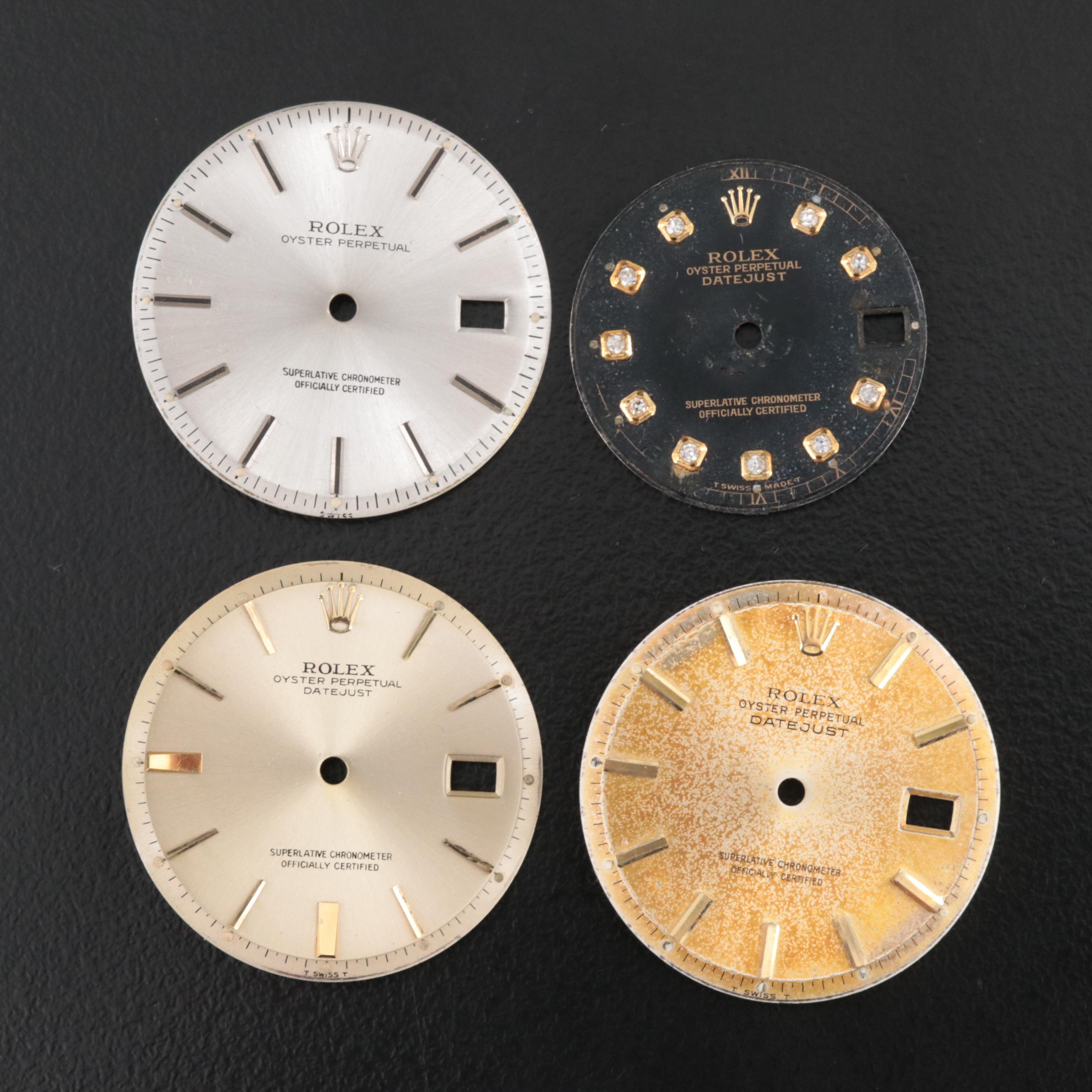 Four Rolex Dials and Unknown Watch Bezel