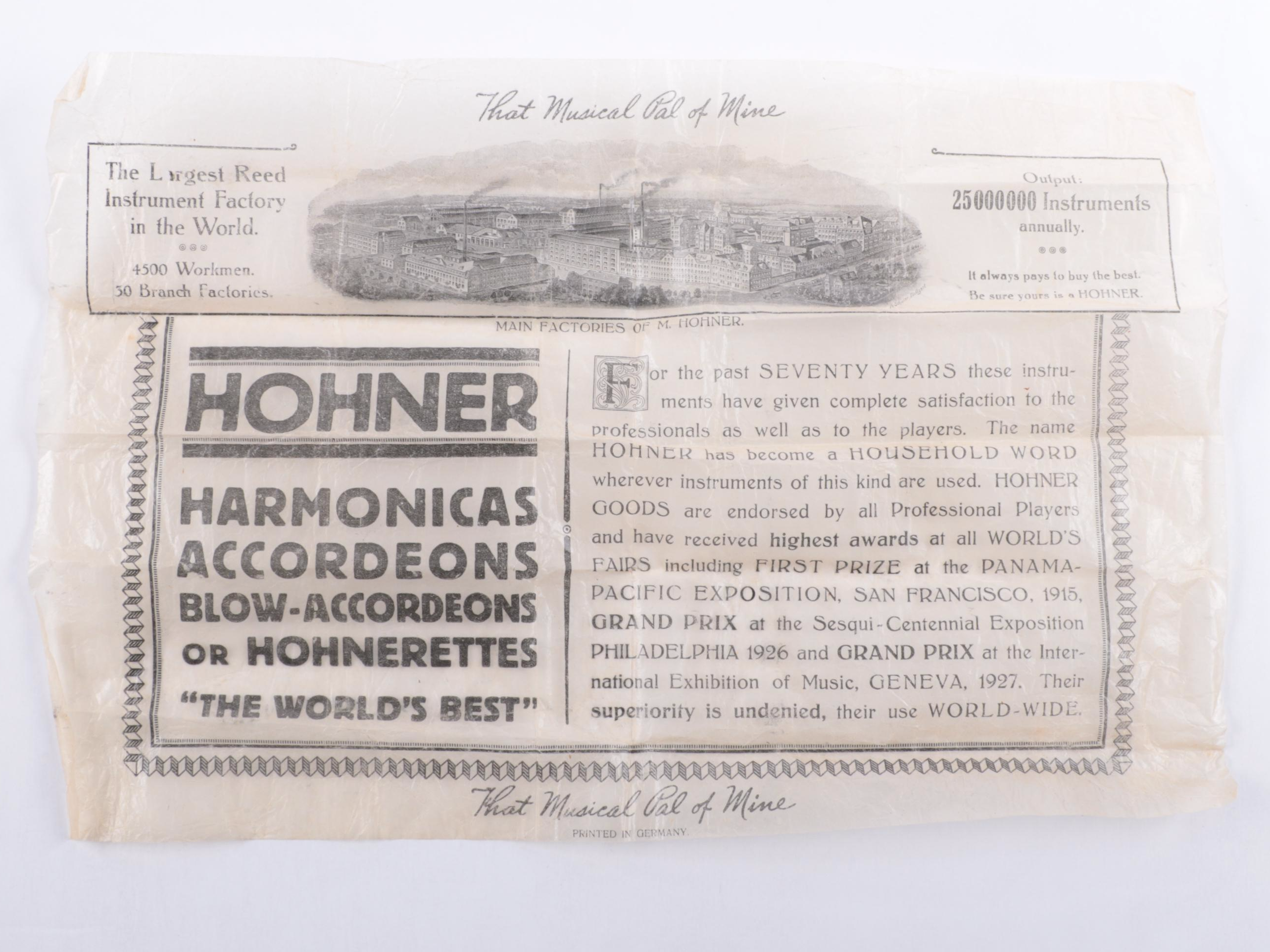 M. Hohner Trumpet Call Harmonica, circa 1931