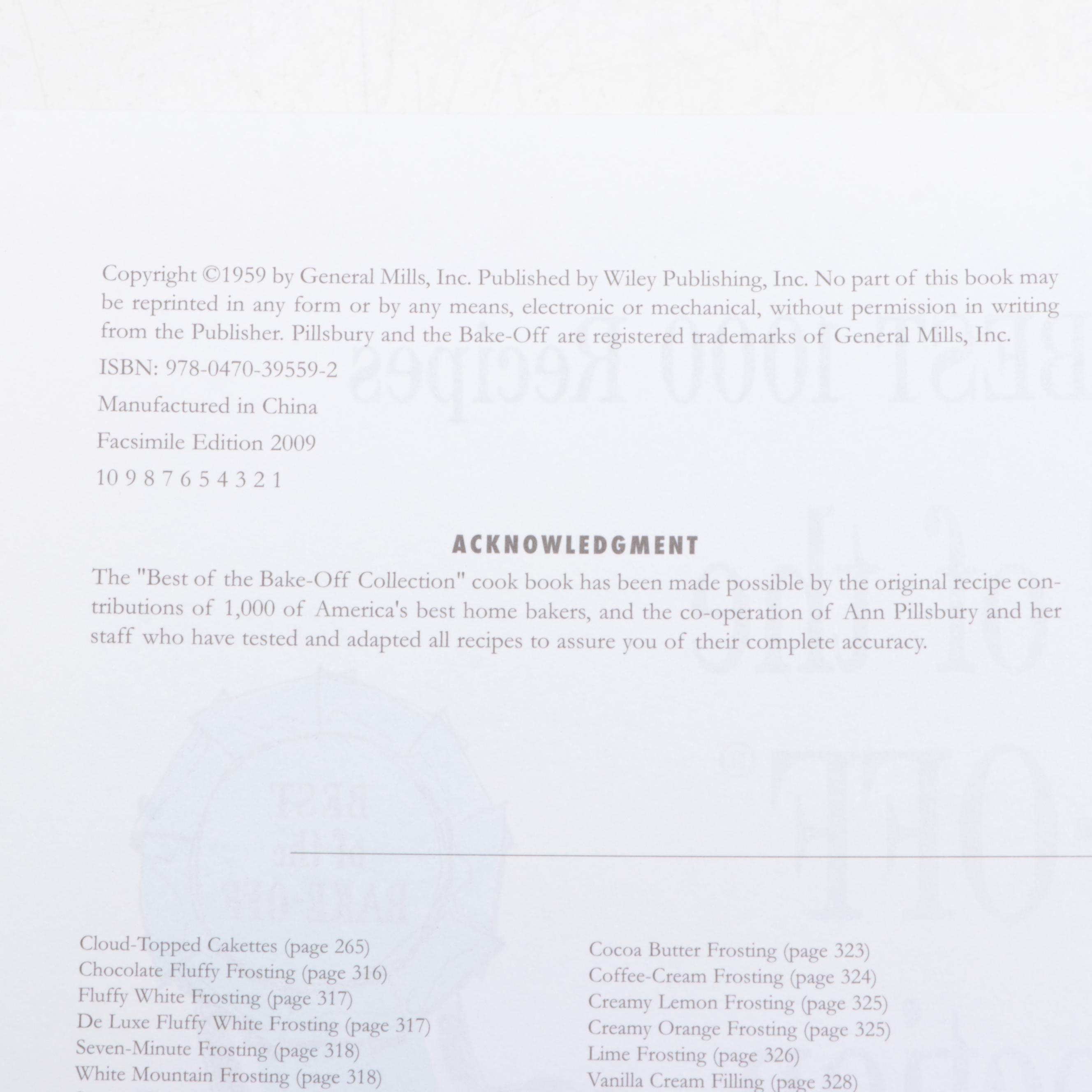 "Pillsbury's Best of the Bake-Off Collection" Edited by Ann Pillsbury, 2009