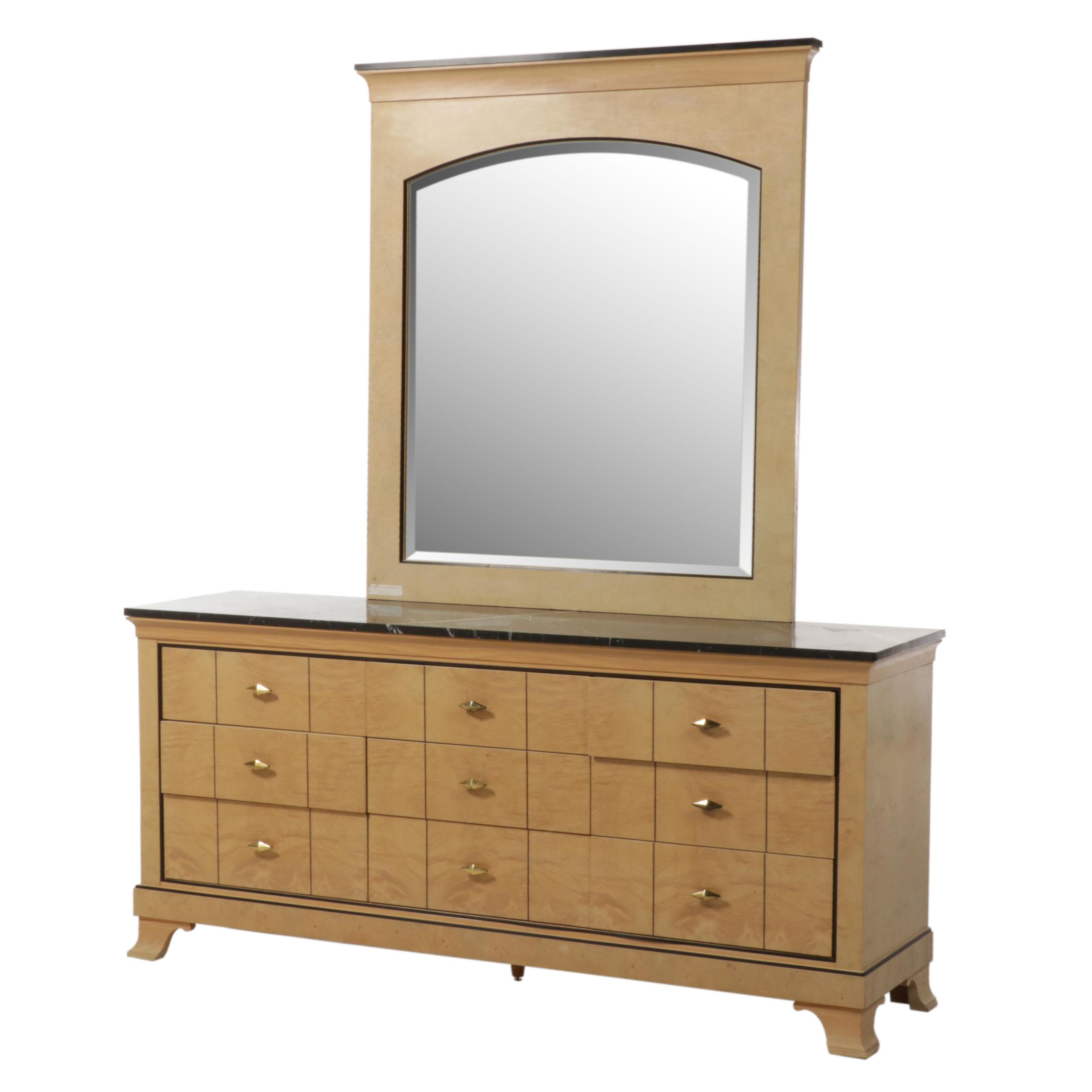 DRT Century Furniture Biedermeier Style Marble Top Dresser with Mirror