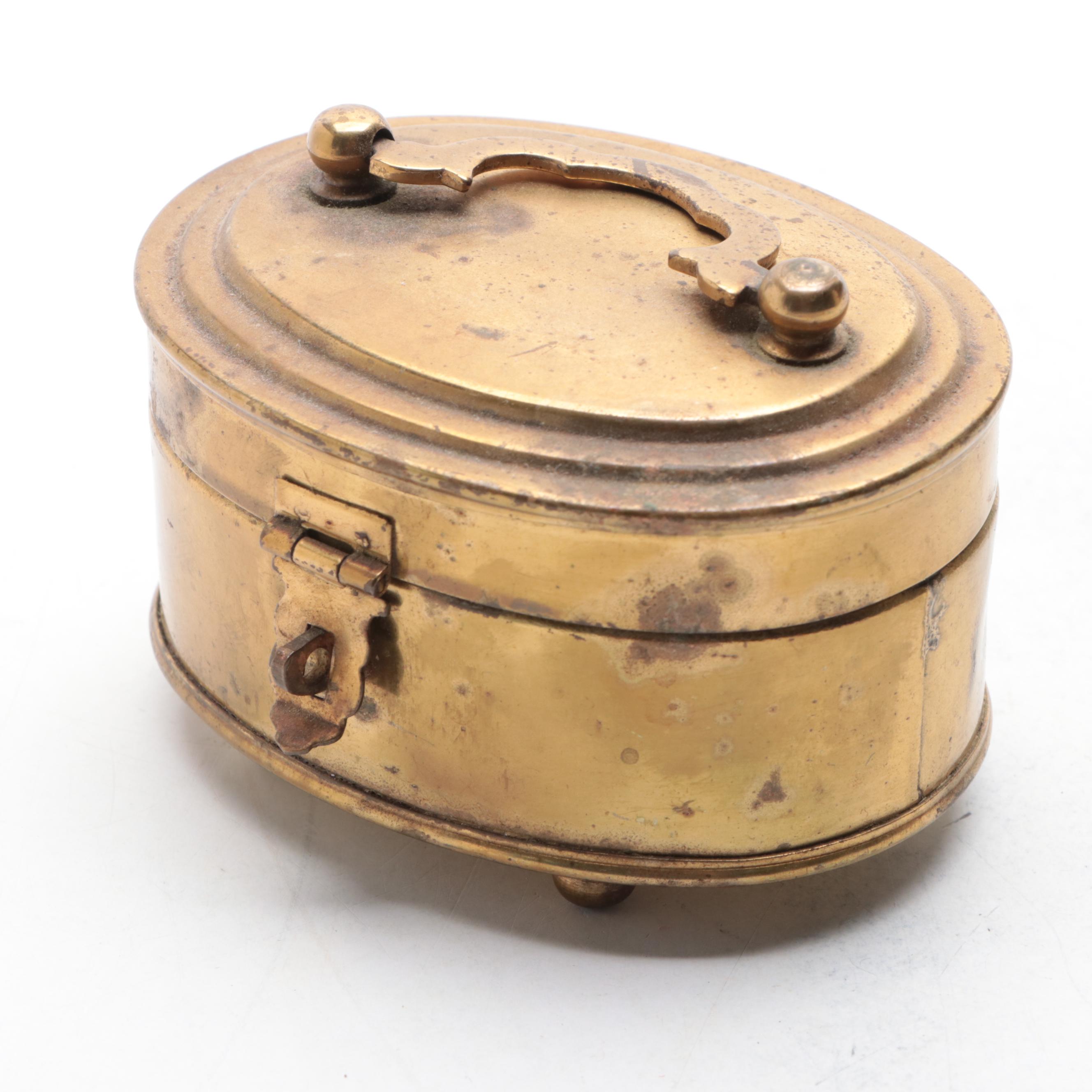 Brass Maritime Sundial Compass with Footed Brass Box