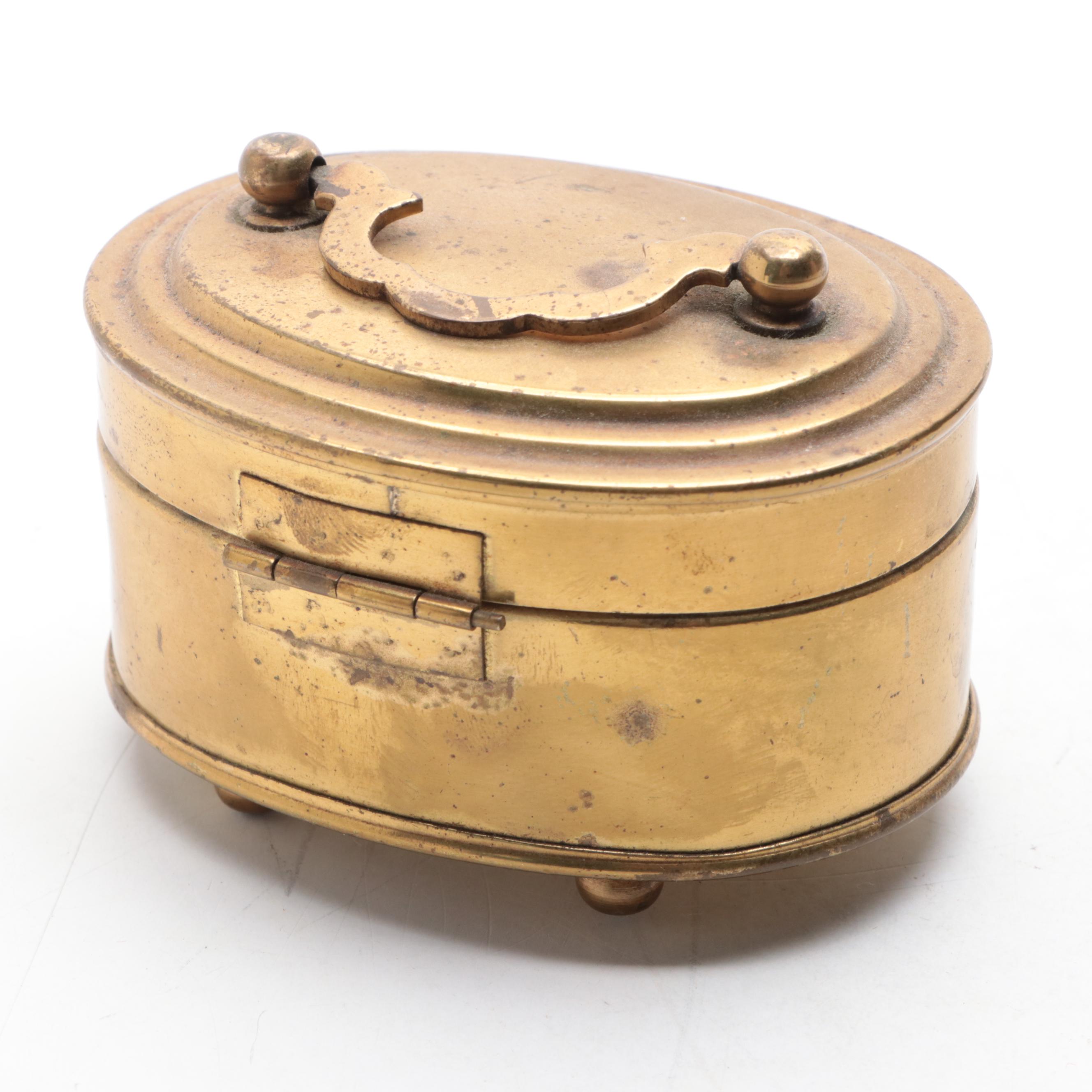 Brass Maritime Sundial Compass with Footed Brass Box