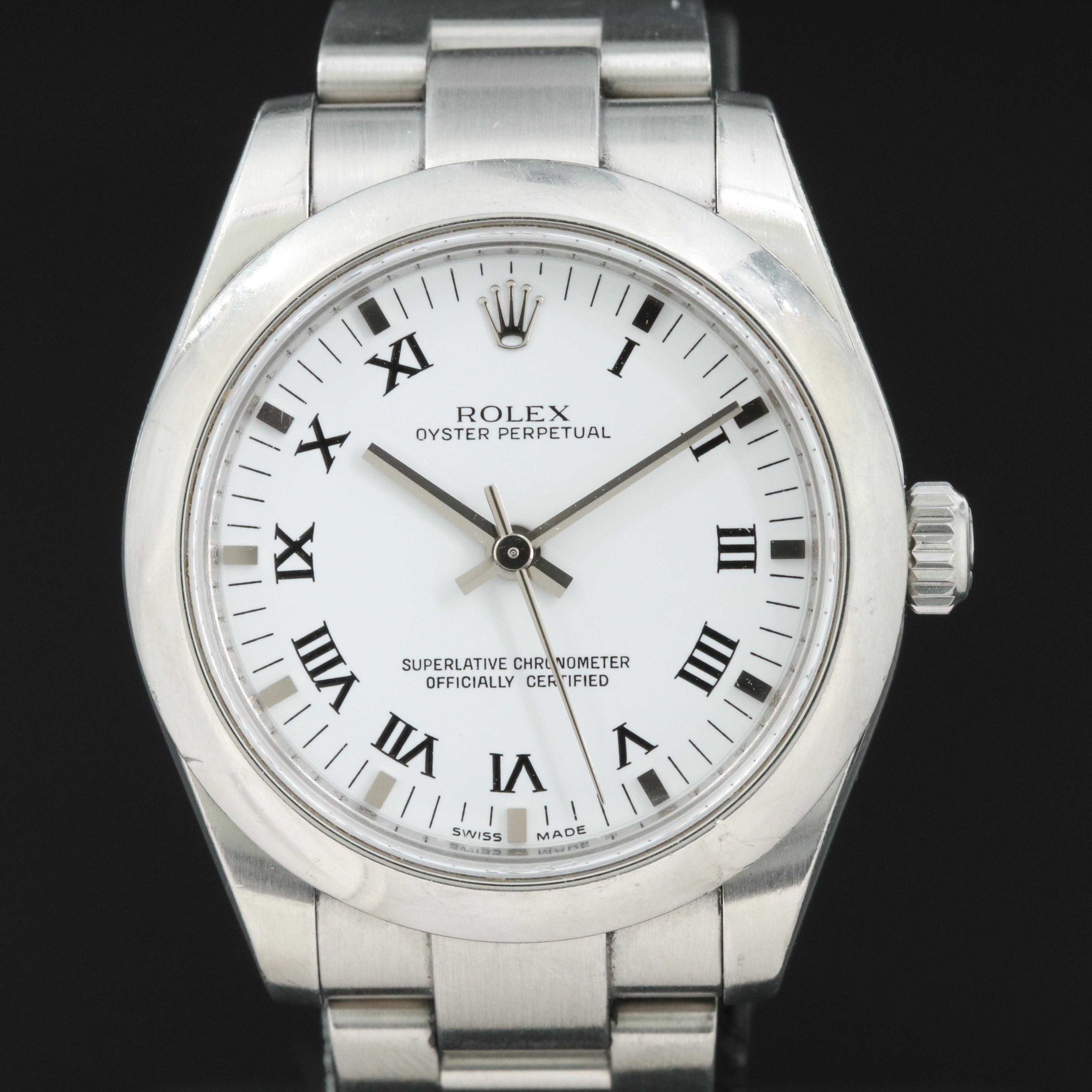 2007 Rolex Oyster Perpetual White Roman Dial Watch