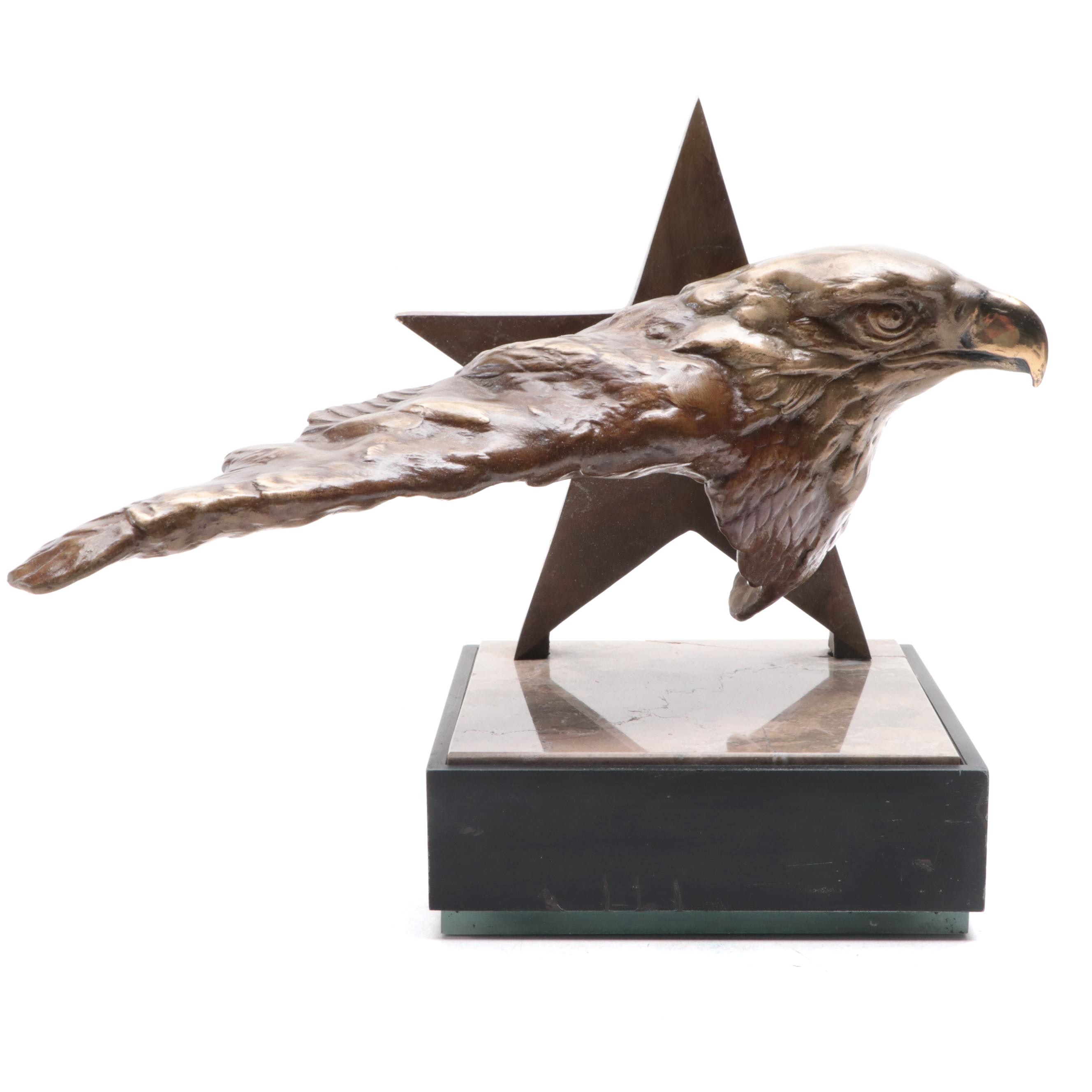 Mario Fernandez Bronze Eagle and Star Sculpture