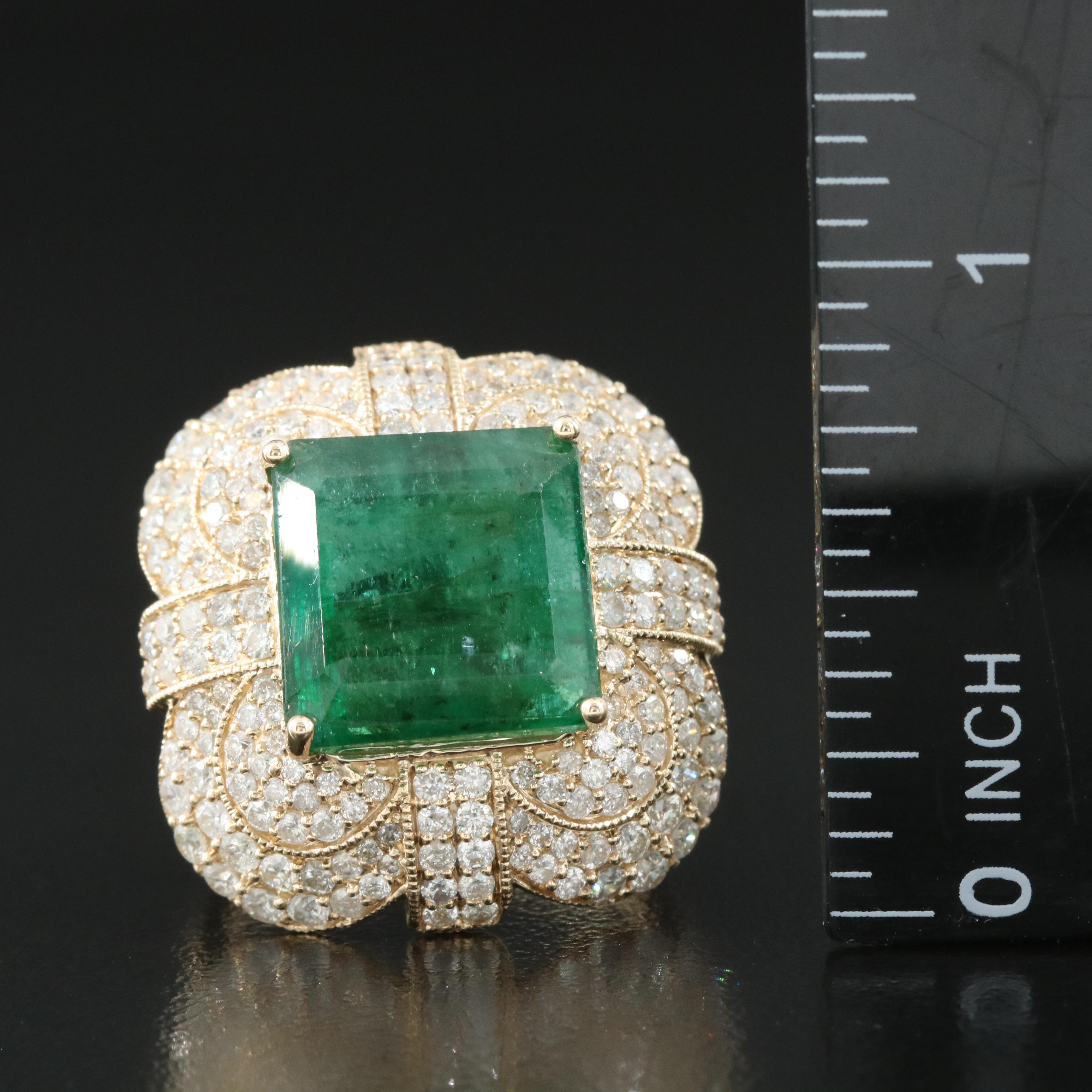 Ellanza 14K 8.13 CT Emerald and 2.47 CTW Diamond Ring