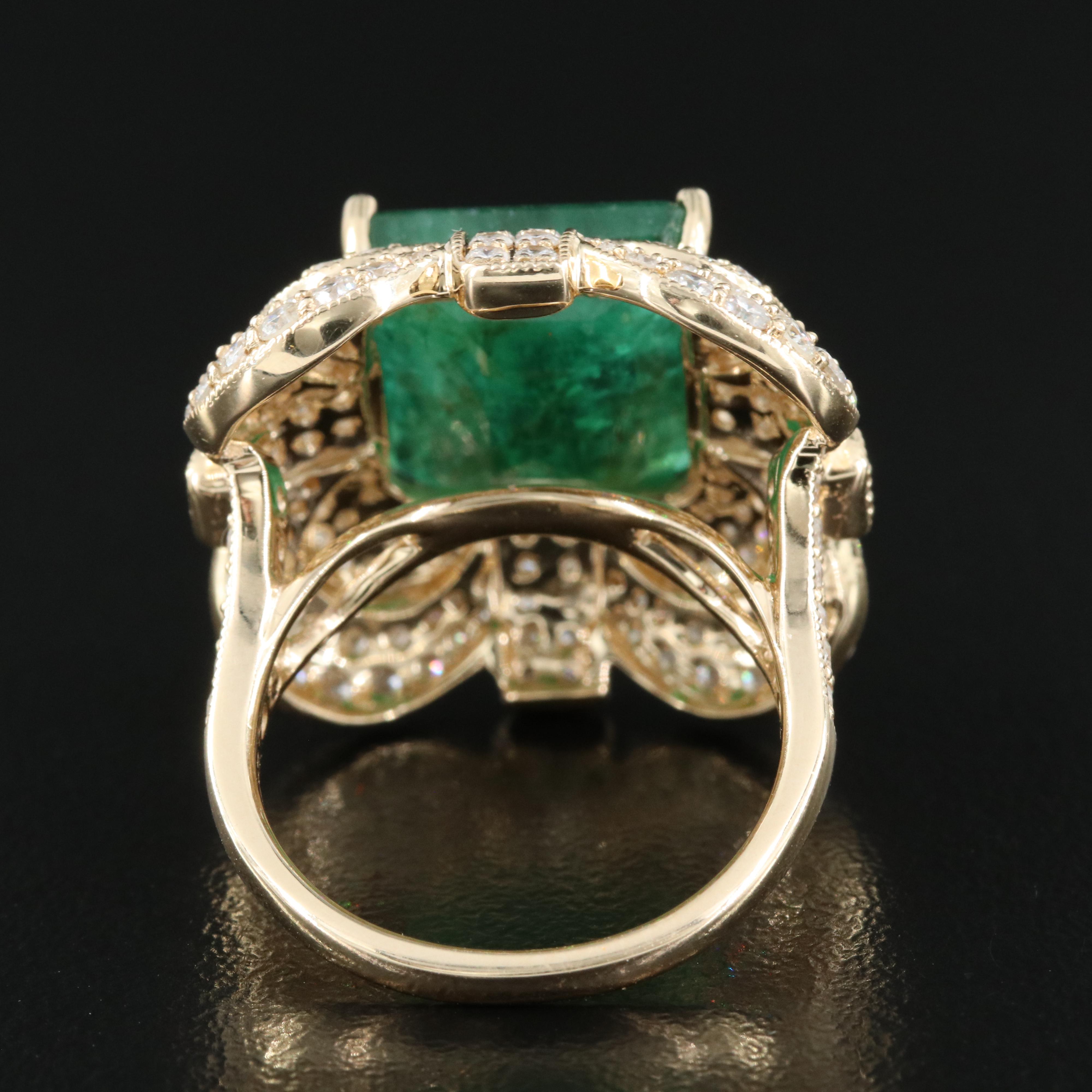 Ellanza 14K 8.13 CT Emerald and 2.47 CTW Diamond Ring