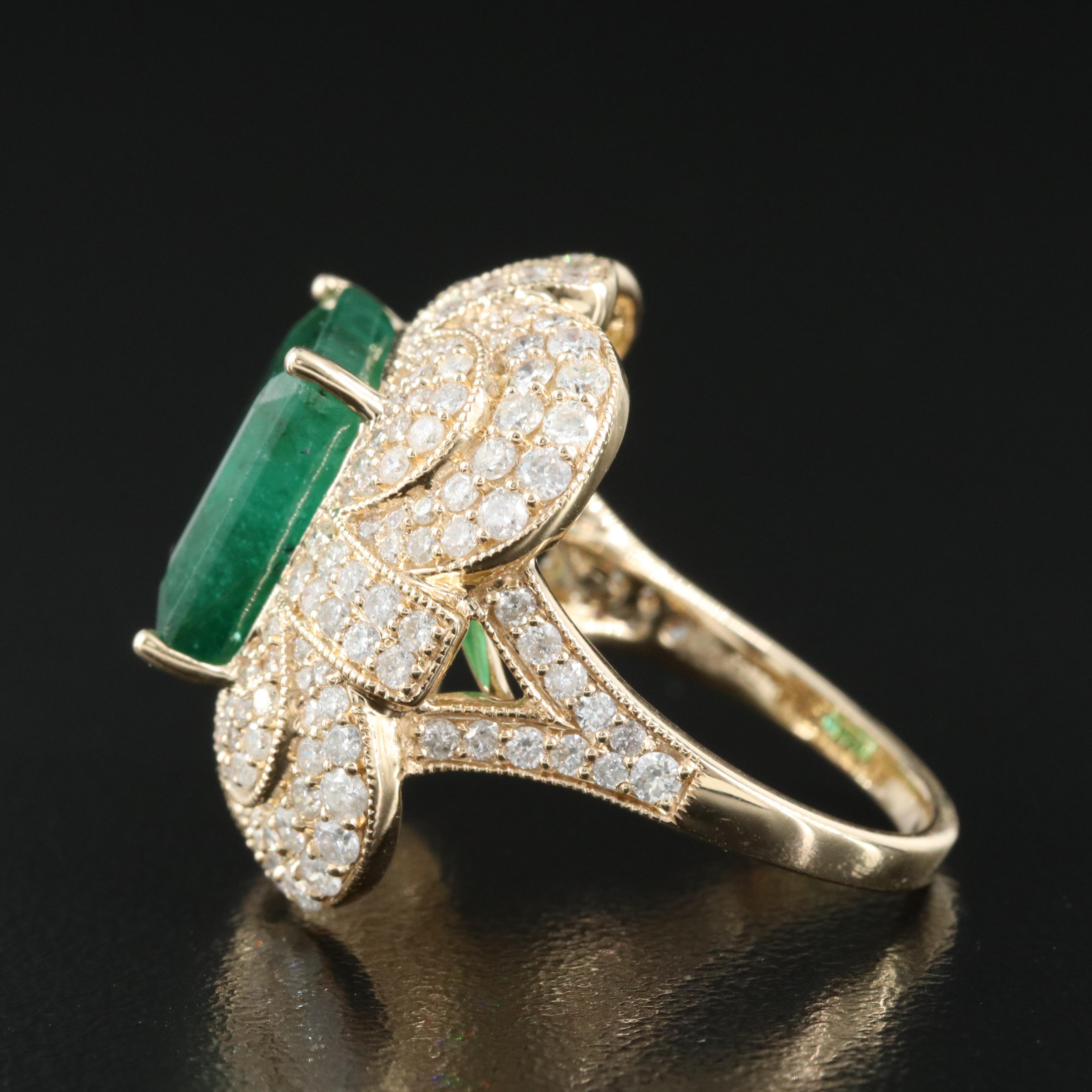 Ellanza 14K 8.13 CT Emerald and 2.47 CTW Diamond Ring