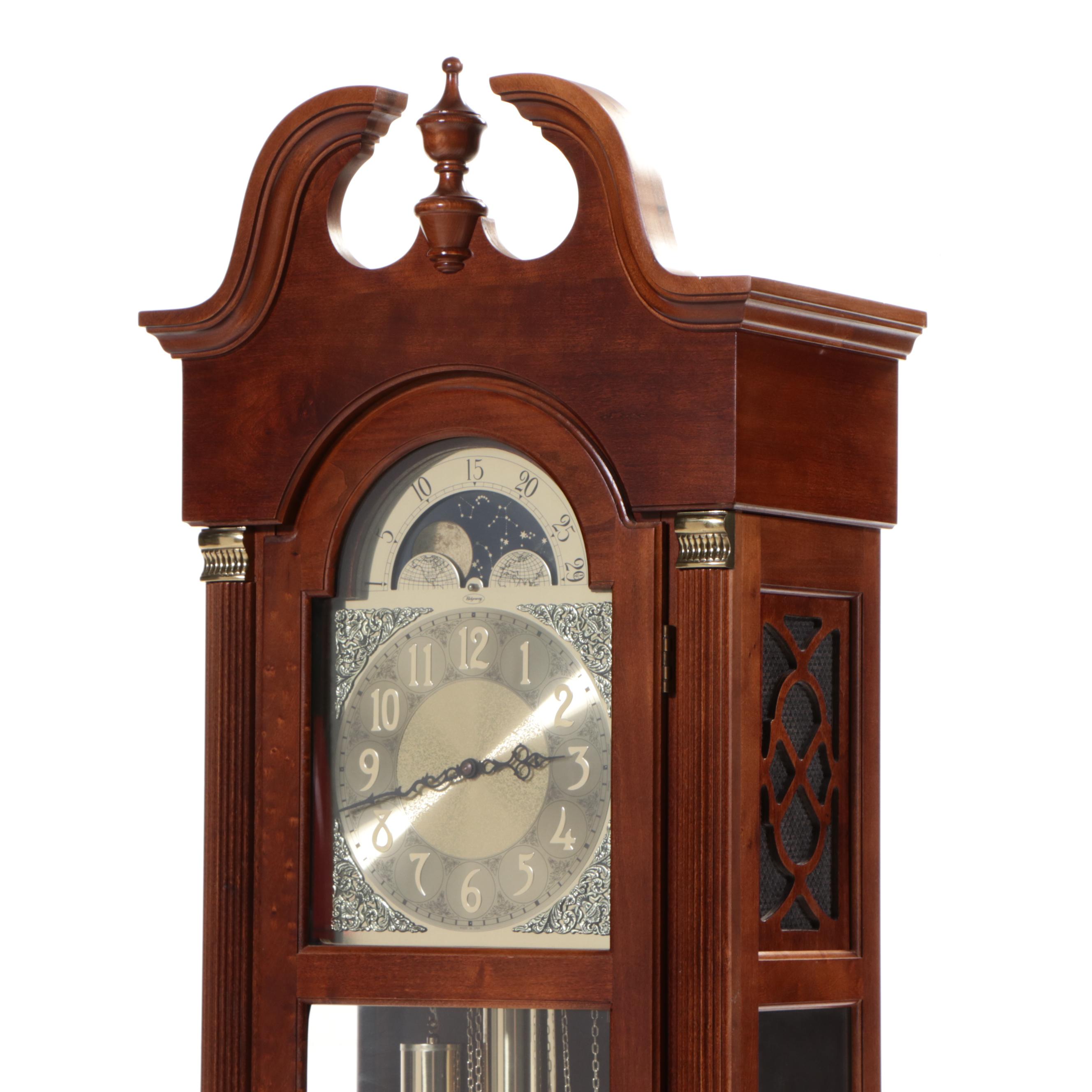 Ridgeway Cherry Case Grandfather Clock with Moon Phase Dial