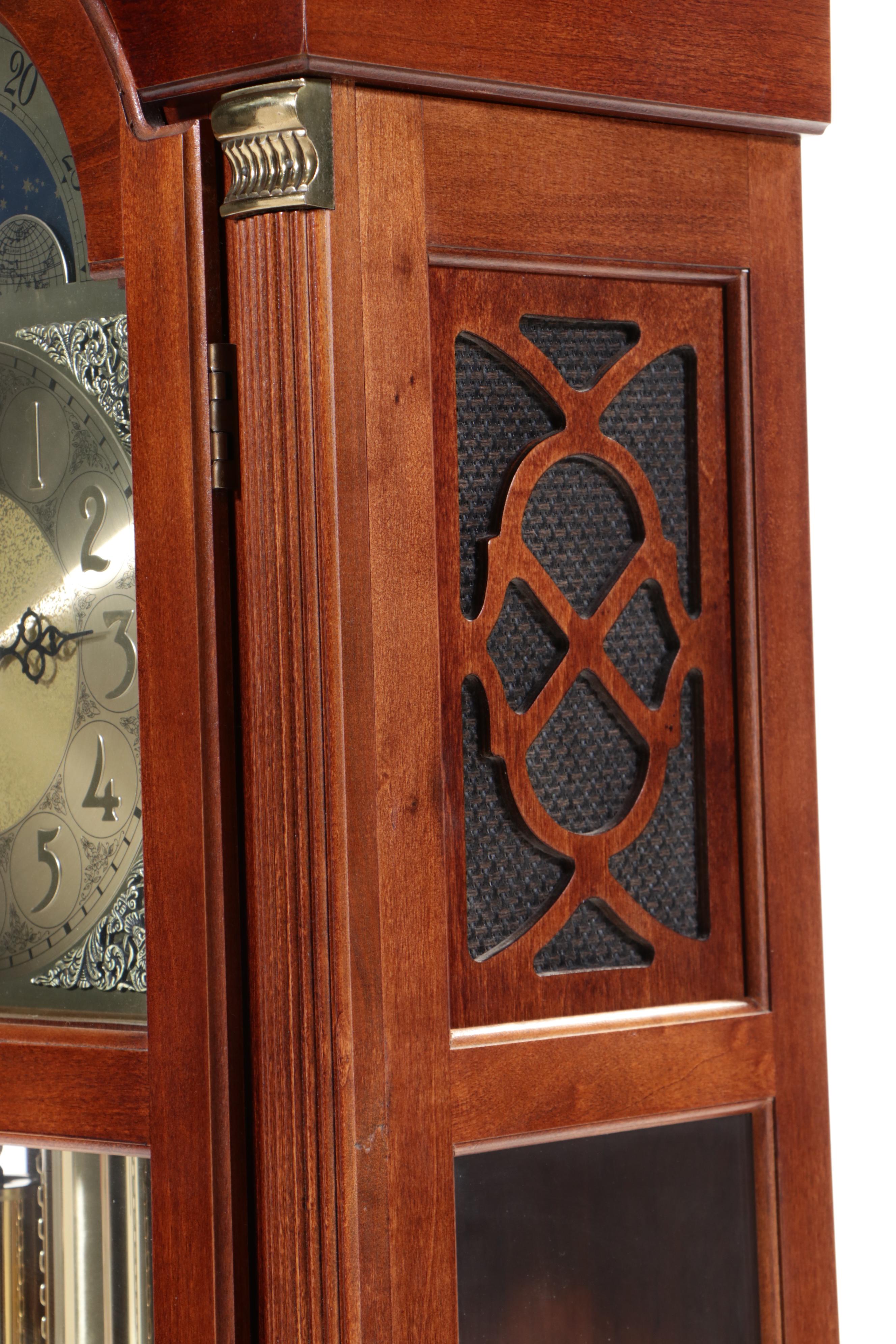 Ridgeway Cherry Case Grandfather Clock with Moon Phase Dial