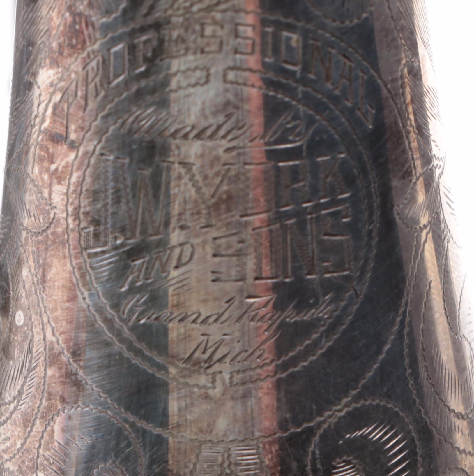 JW York Professional Engraved Bb/A Cornet and Case, Early 20th Century