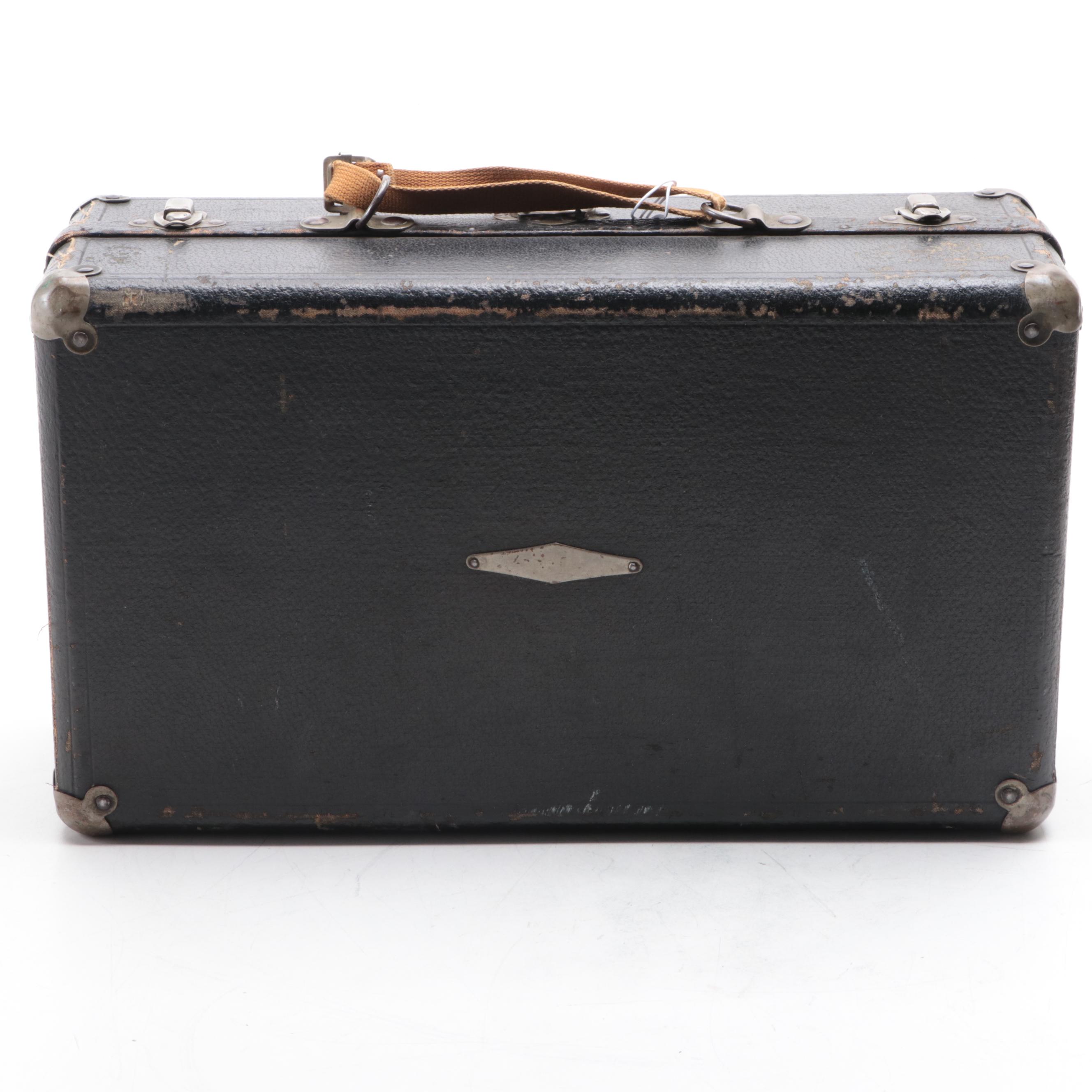 JW York Professional Engraved Bb/A Cornet and Case, Early 20th Century