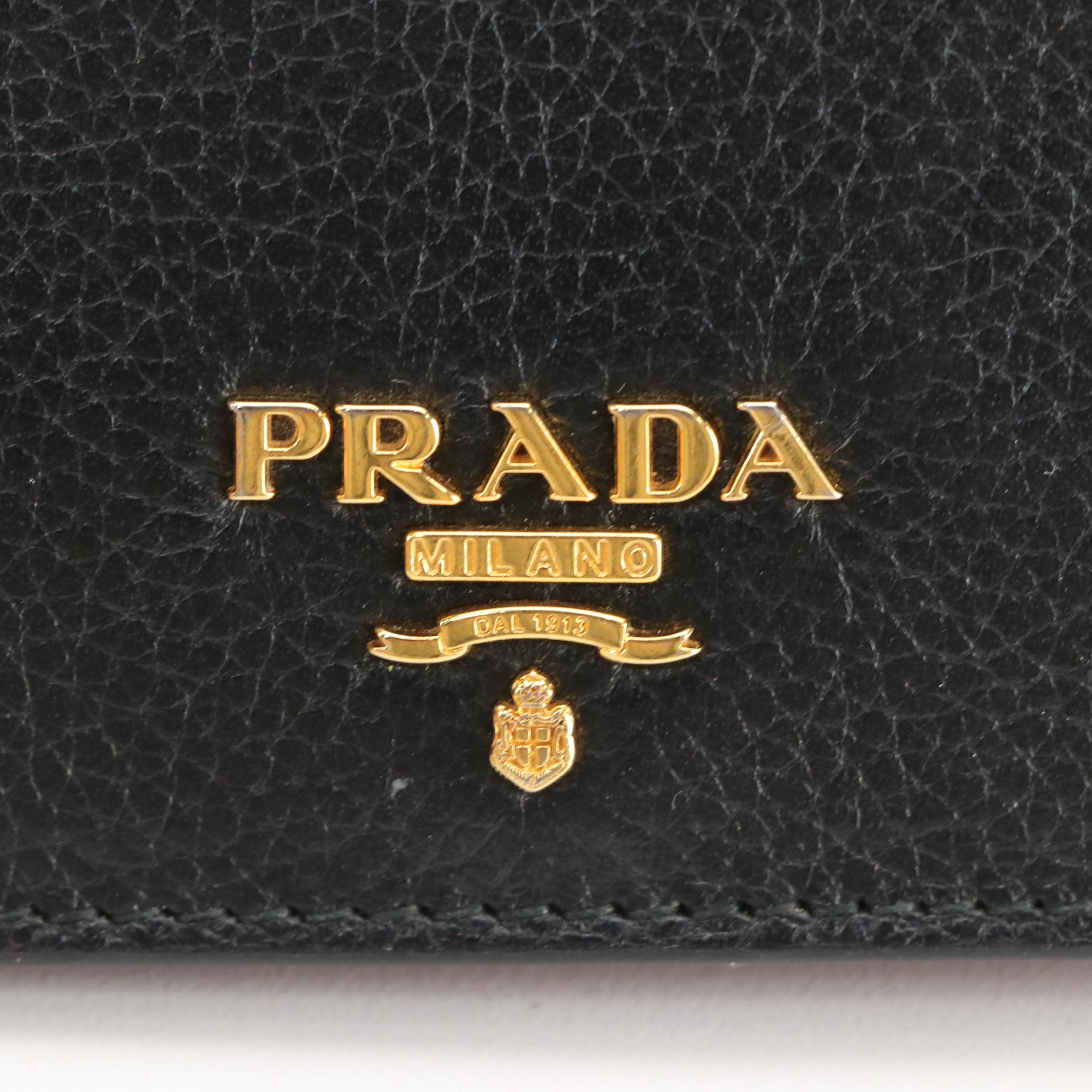 Prada Bifold Wallet in Black Grained Leather