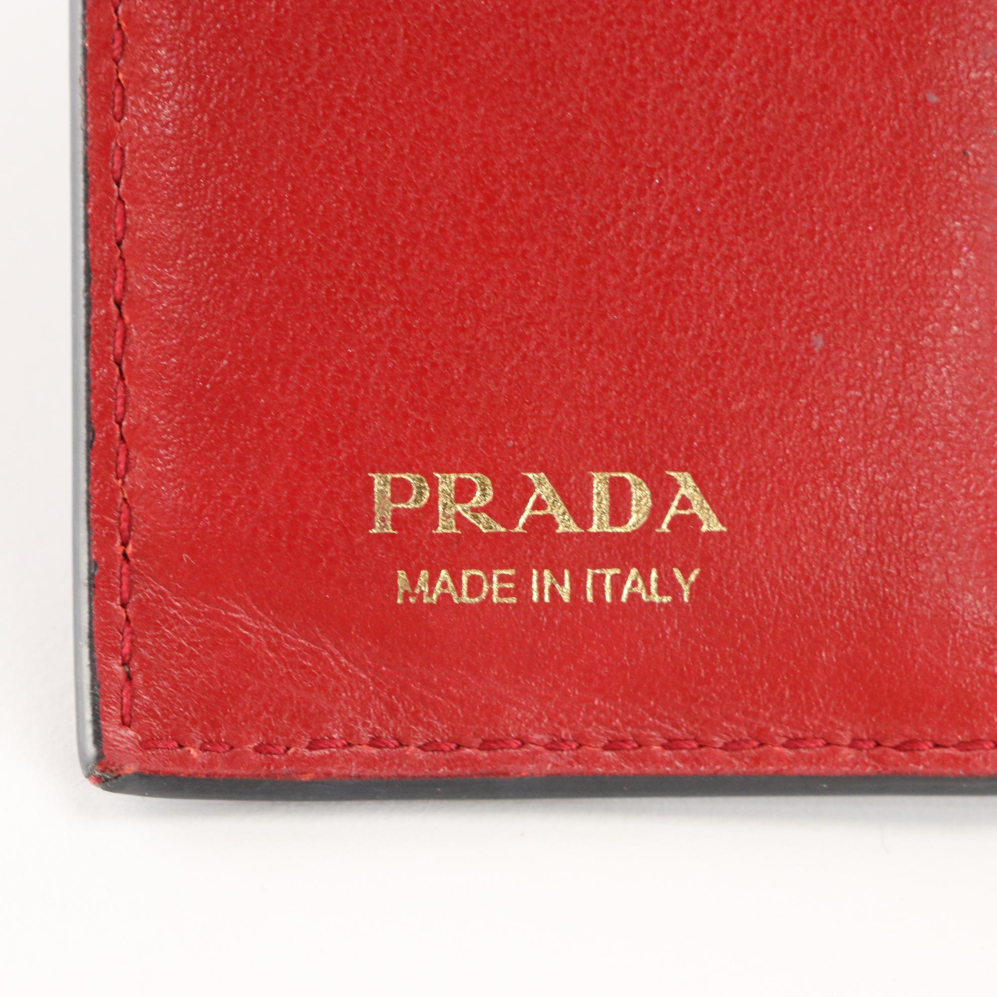 Prada Bifold Wallet in Black Grained Leather