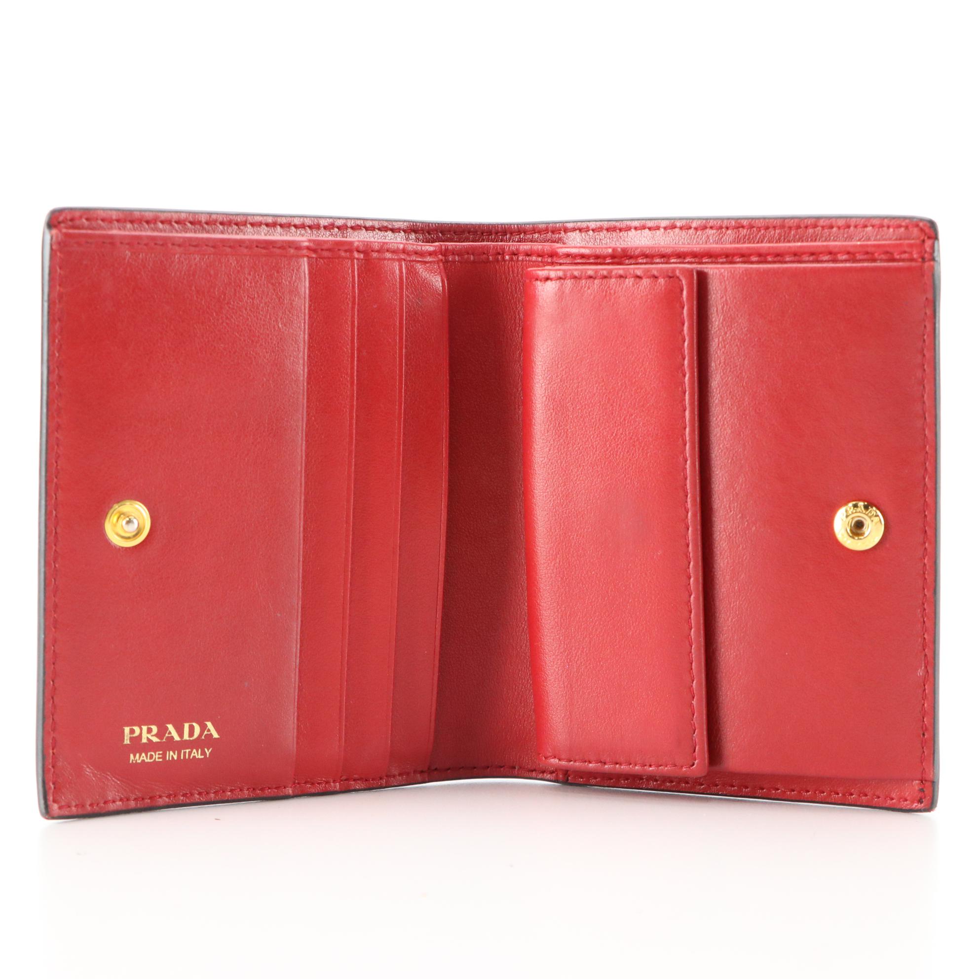 Prada Bifold Wallet in Black Grained Leather