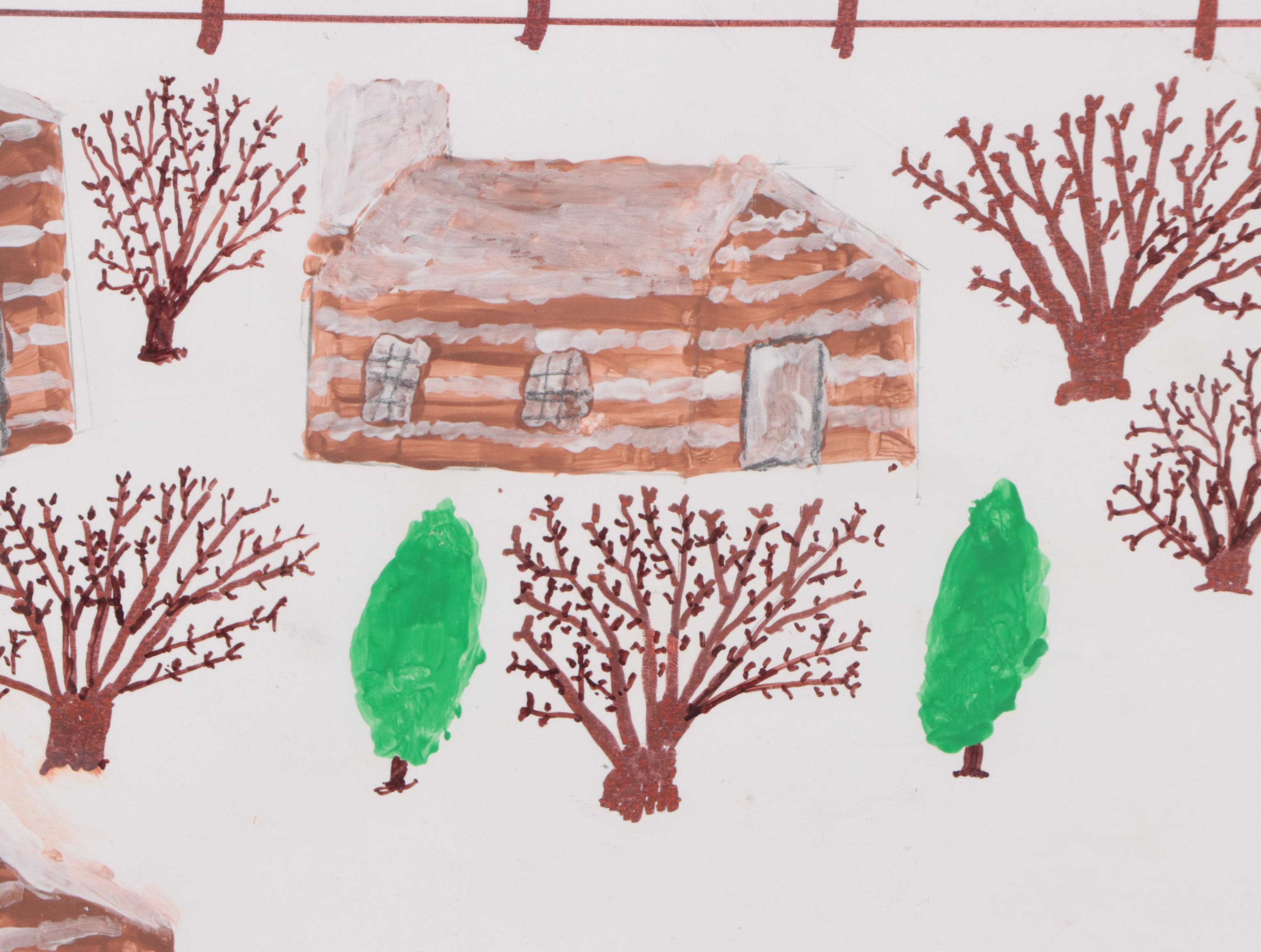 Harold Shryock Outsider Art Winter Landscape Acrylic Painting