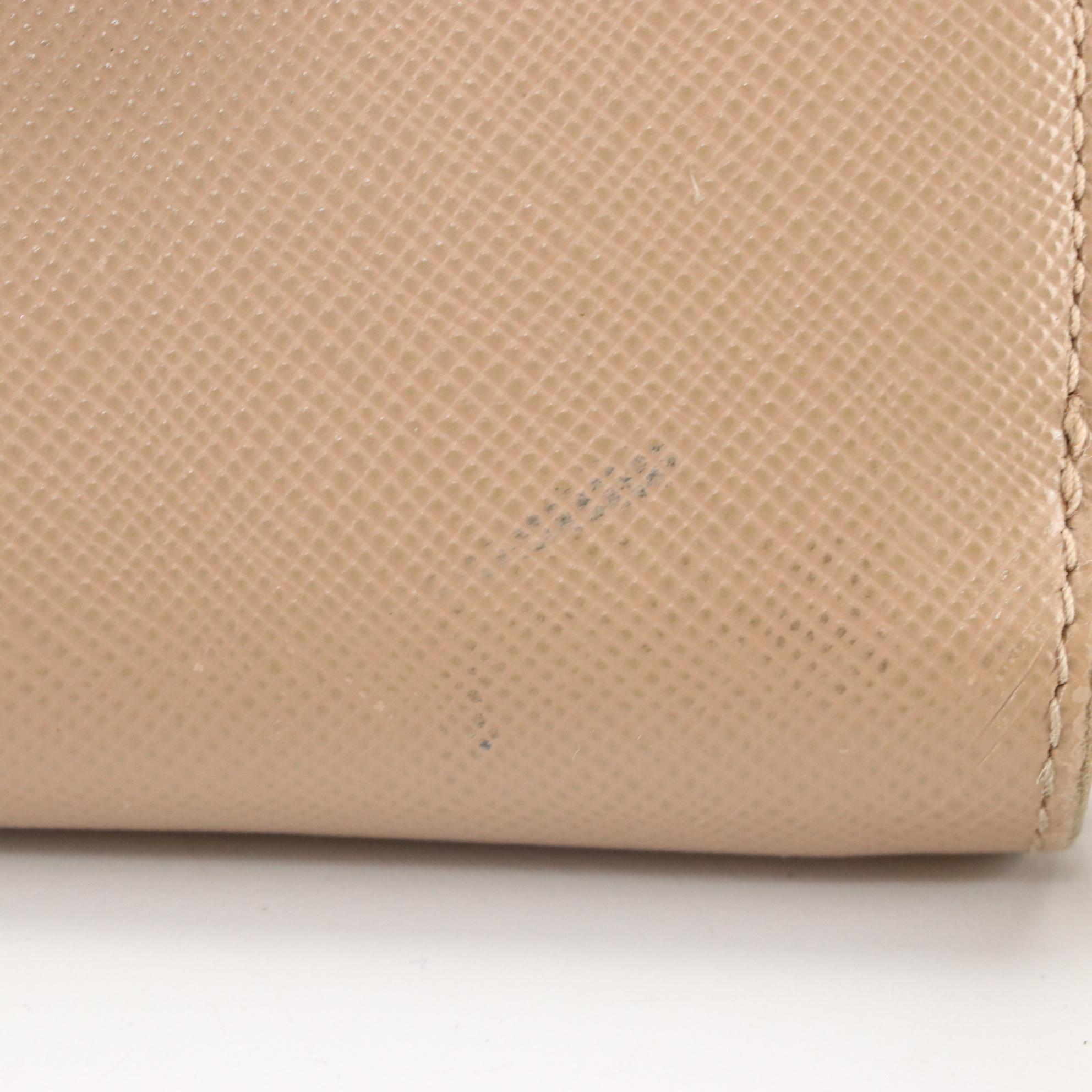 Prada Bow Zip-Around Wallet in Tan Saffiano Leather