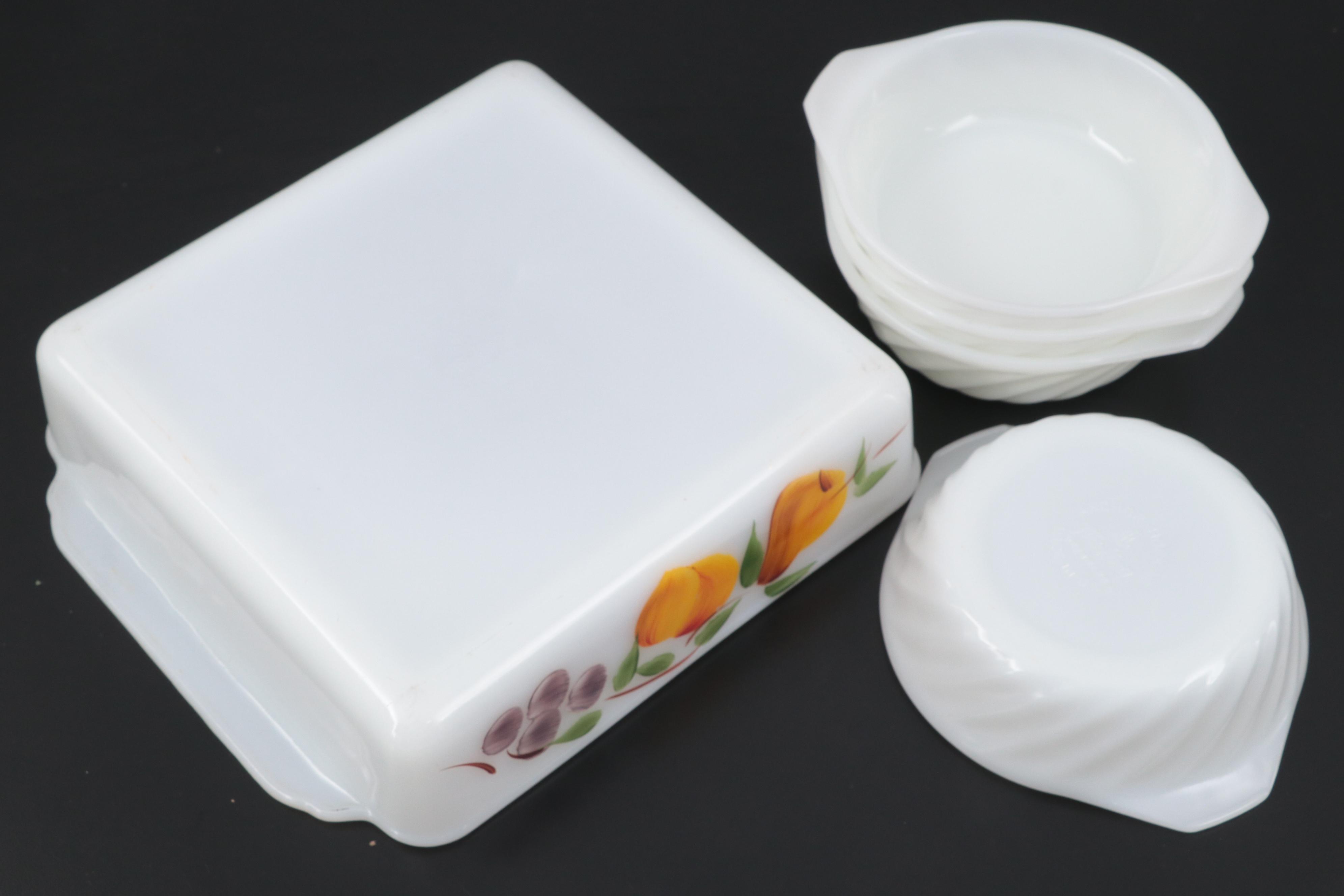 Anchor Hocking Fire King "Fruit" Glass Casseroles with Bowls and Dishes