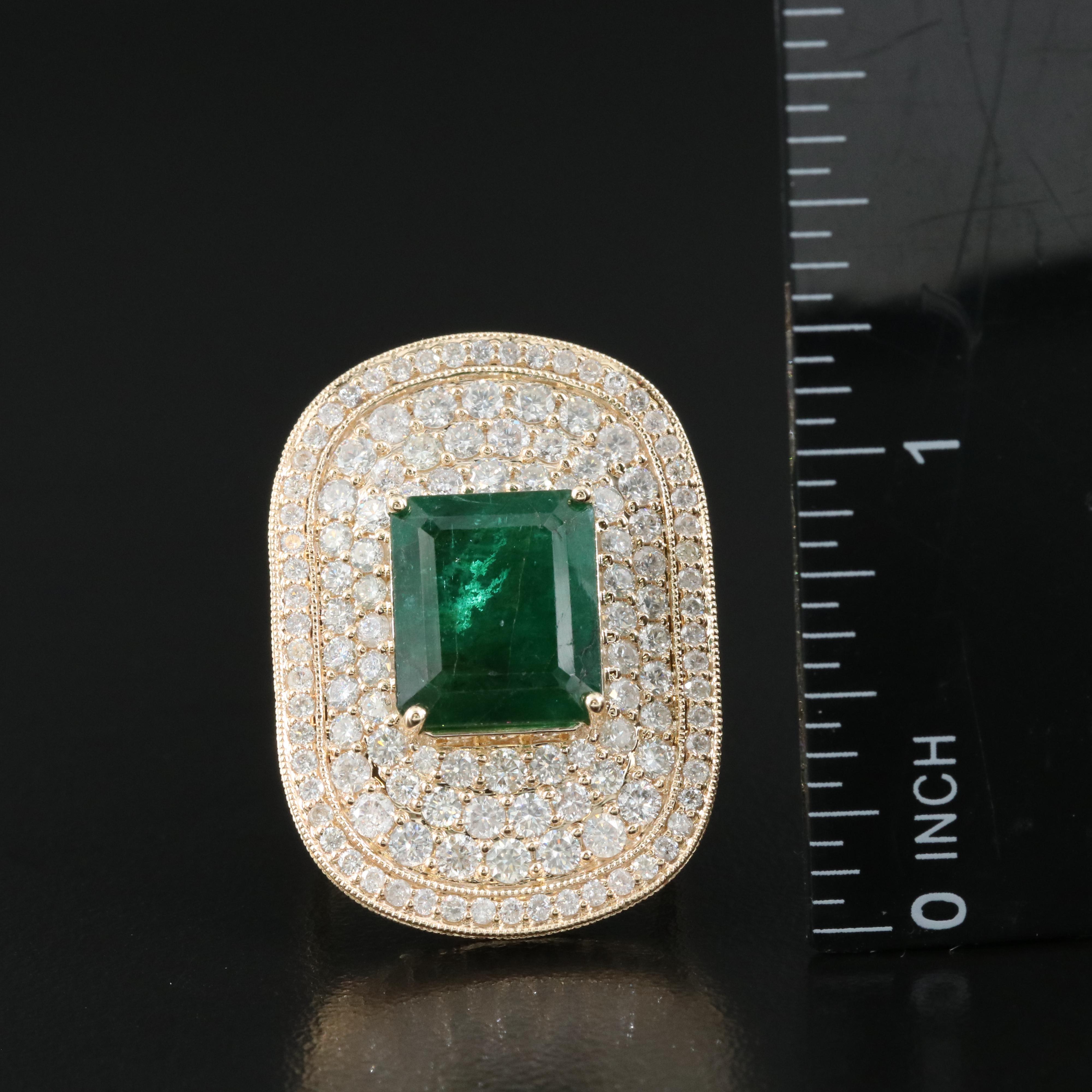 Ellanza 14K 7.22 CT Emerald and 3.39 CTW Diamond Ring
