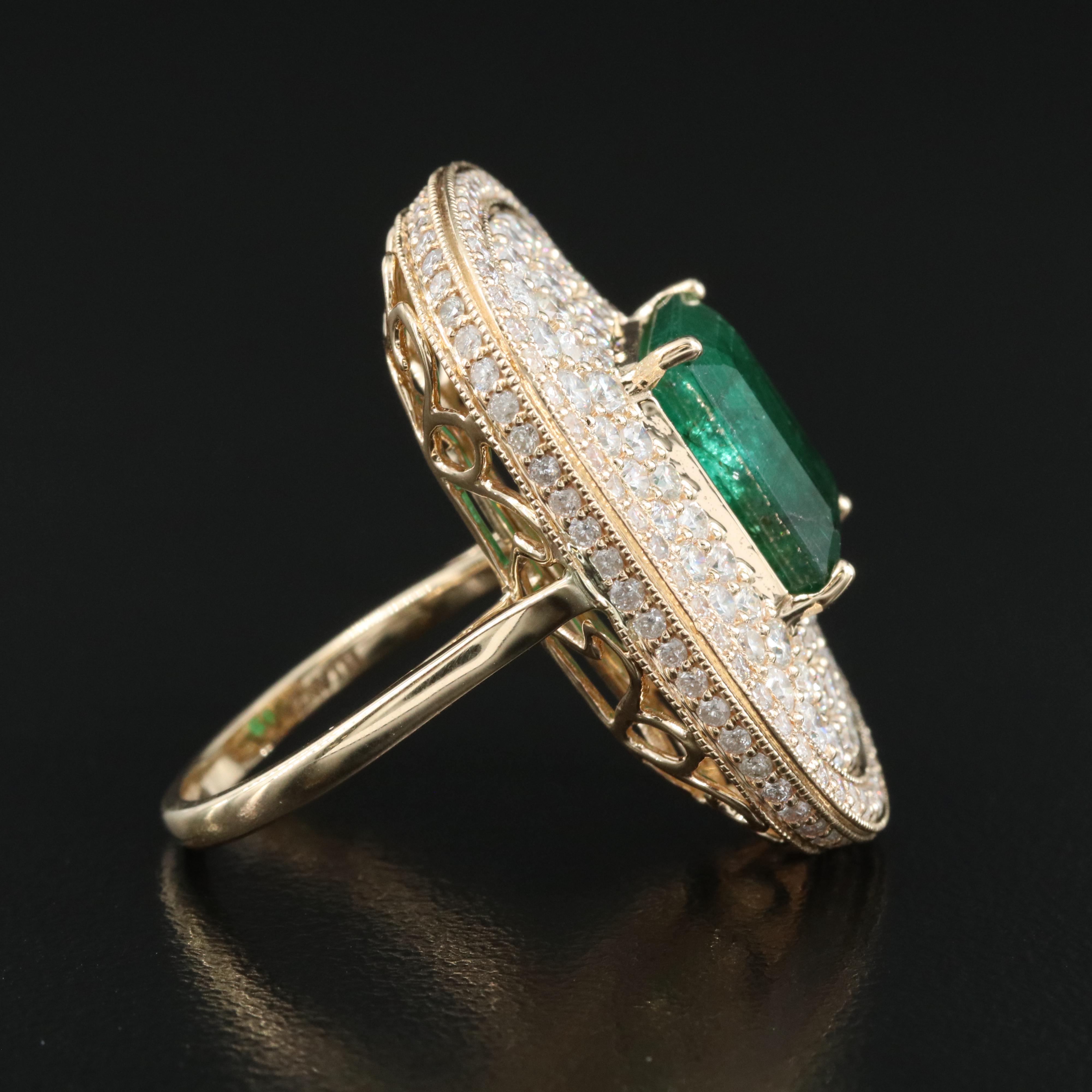 Ellanza 14K 7.22 CT Emerald and 3.39 CTW Diamond Ring