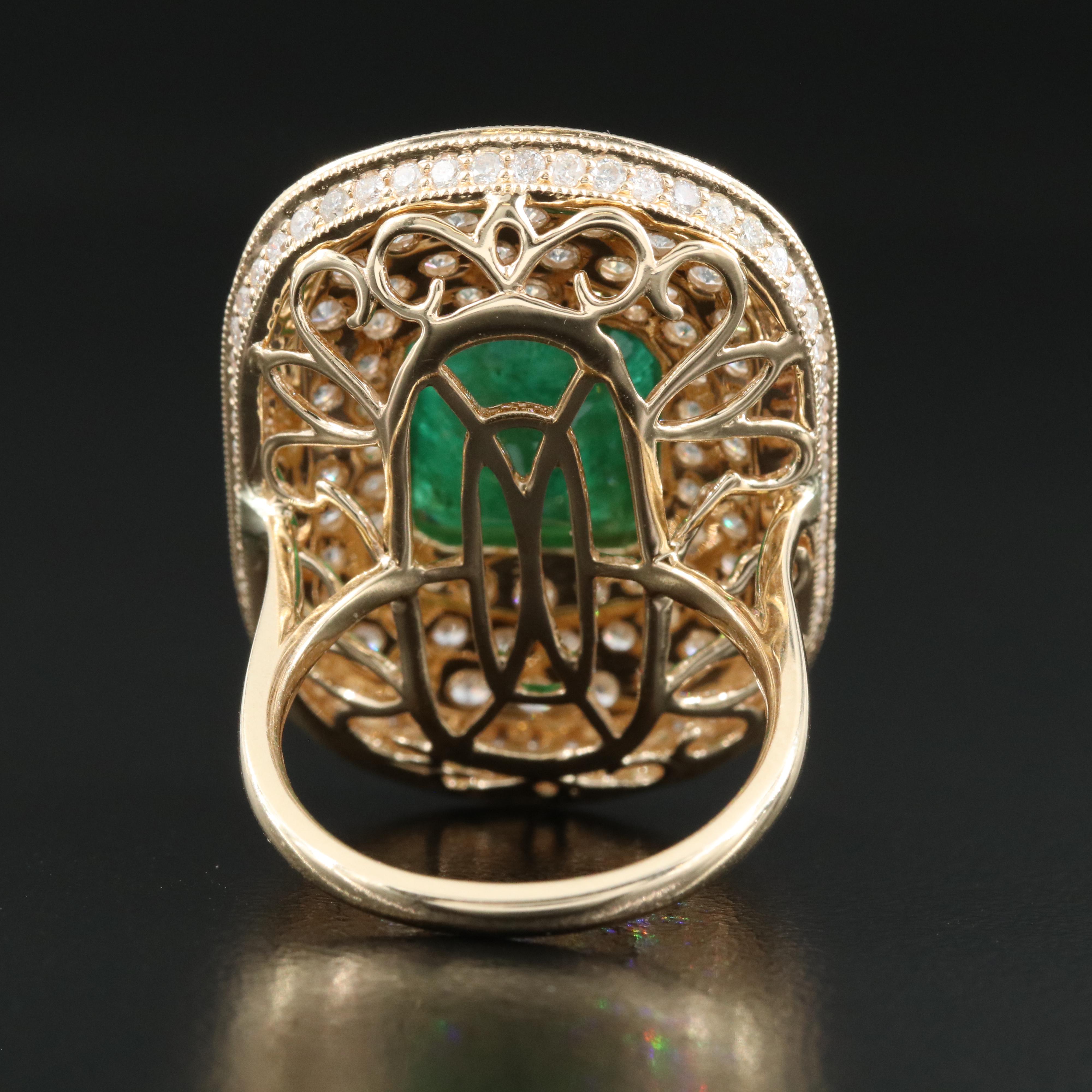 Ellanza 14K 7.22 CT Emerald and 3.39 CTW Diamond Ring