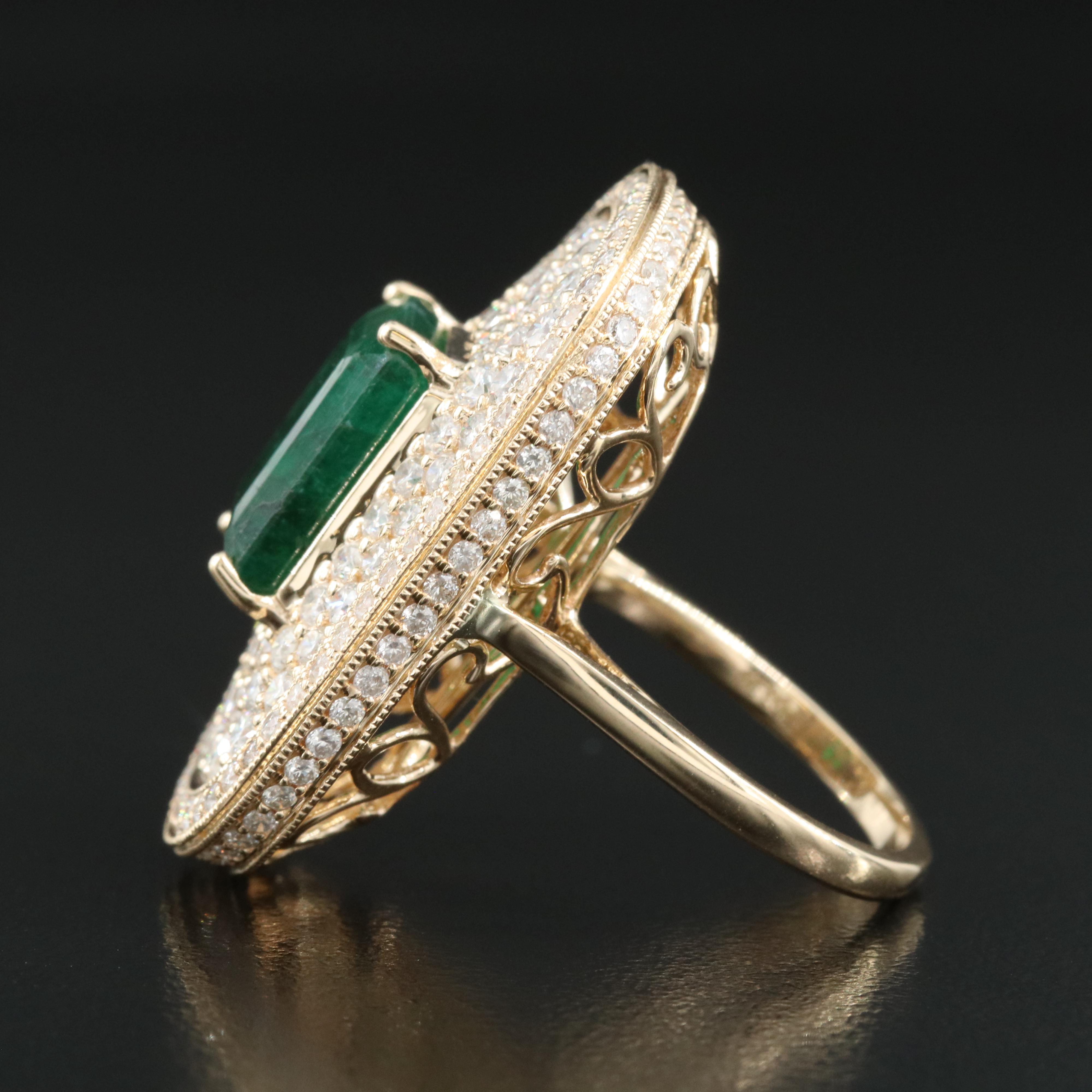 Ellanza 14K 7.22 CT Emerald and 3.39 CTW Diamond Ring