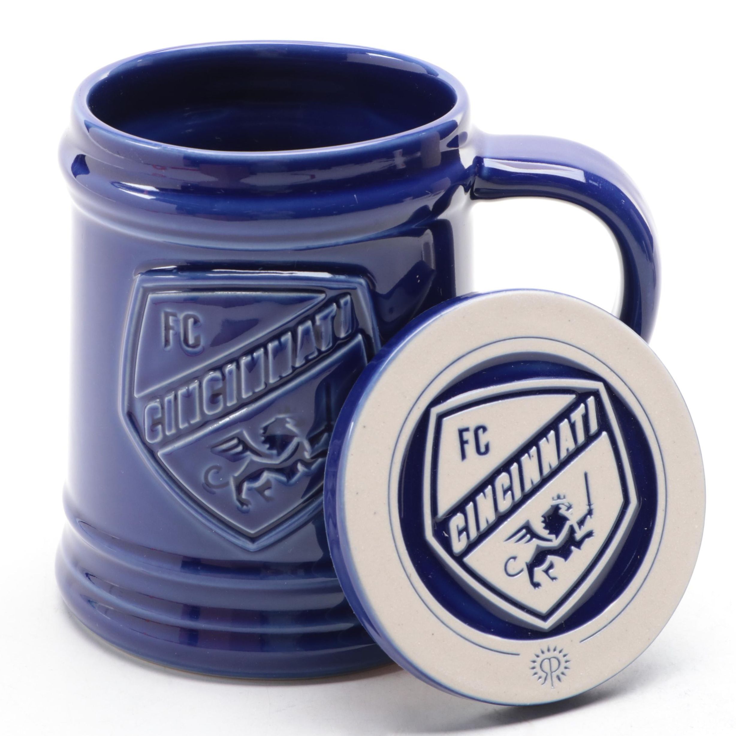 FC Cincinnati Coaster and Coffee Mug Made by Rookwood Pottery