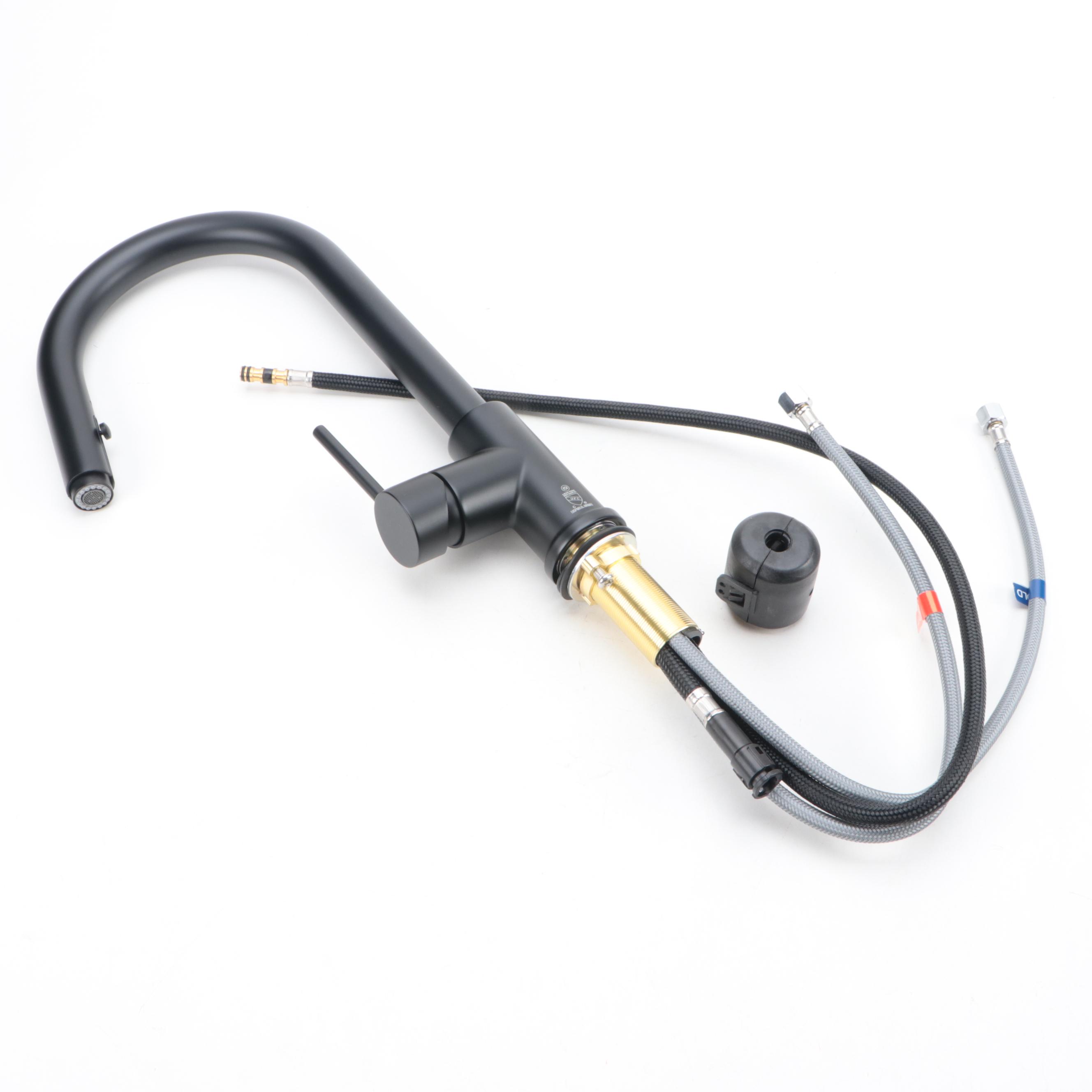 Signature Hardware Matte Black Single Hole Pulldown Kitchen Faucet