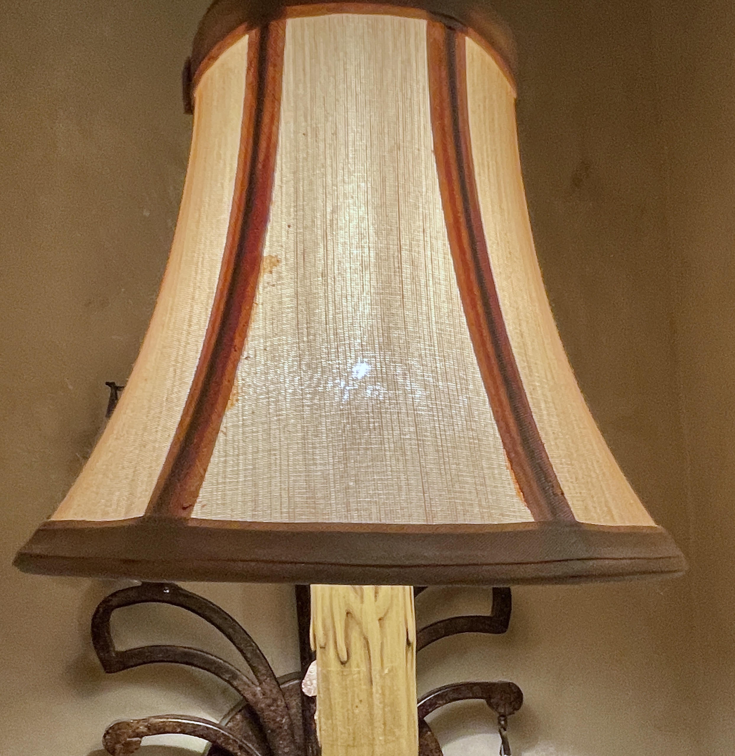 Pair of Antiqued Metal Wall Sconces with Decorative Wall Plates